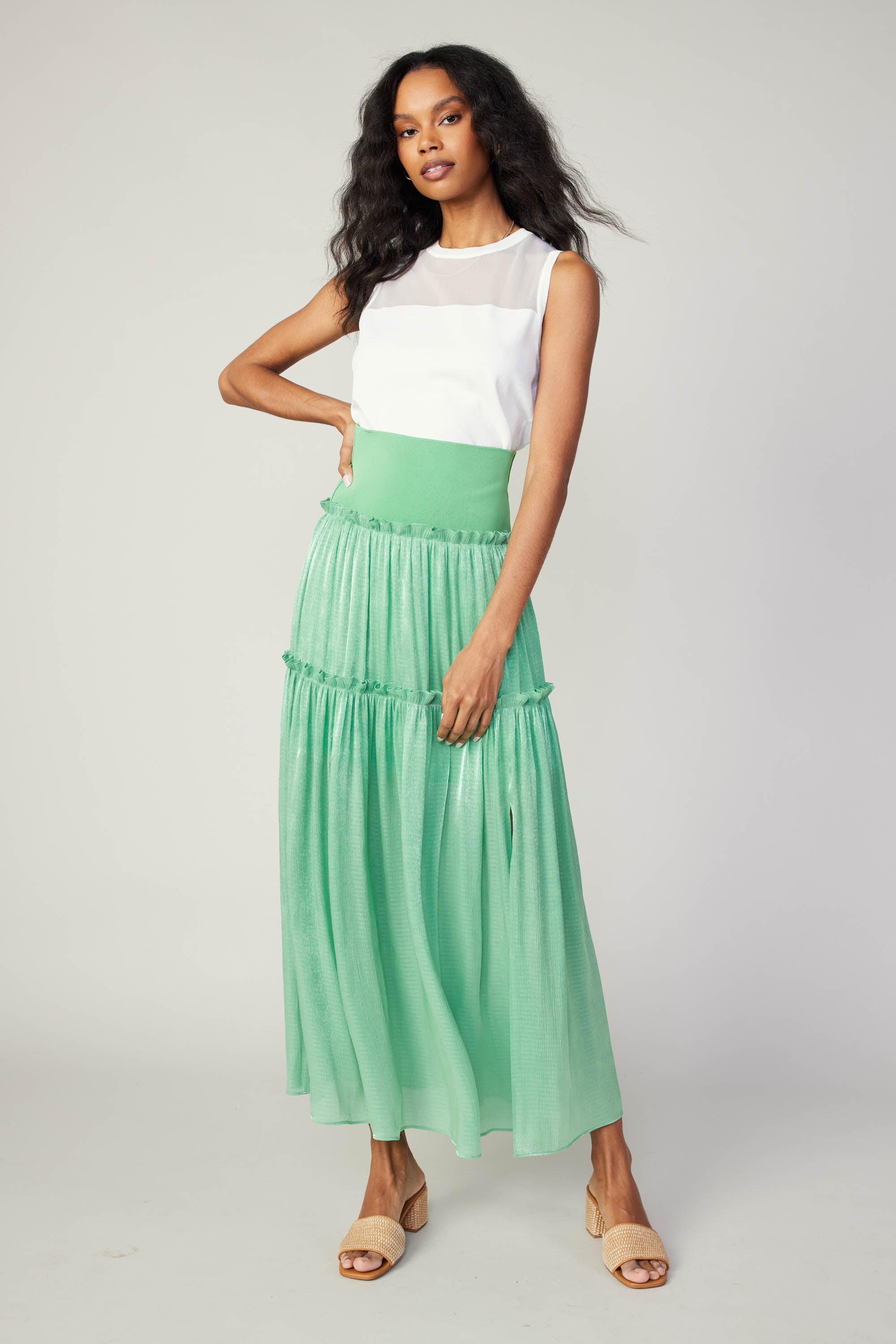 Mint green maxi skirt best sale