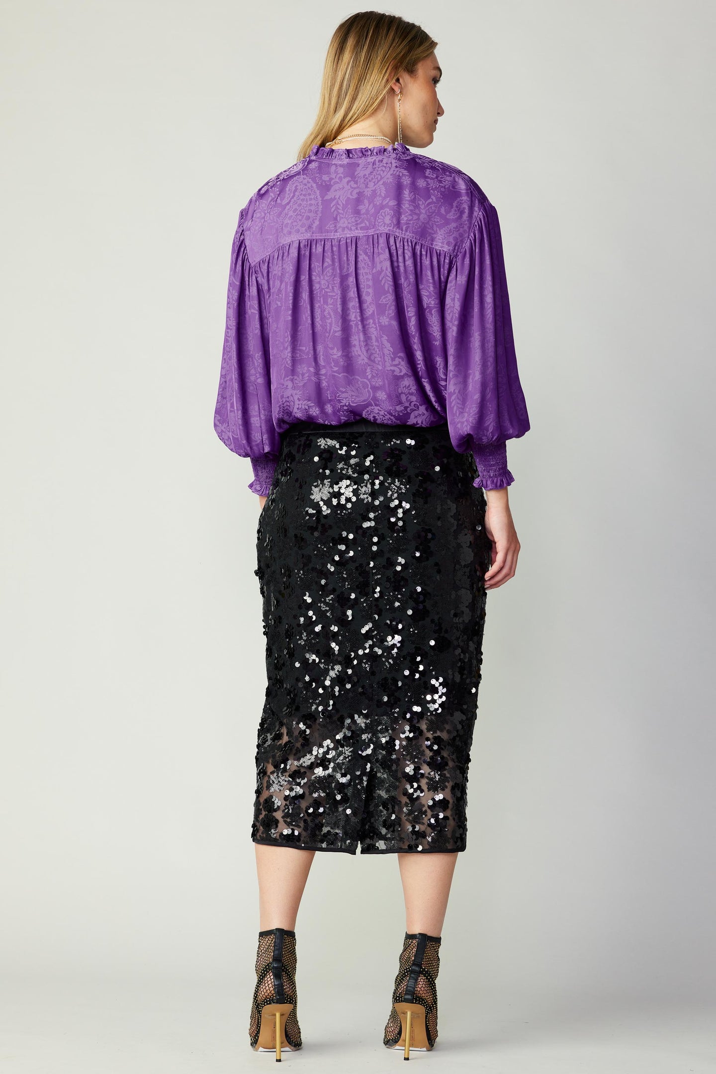 Sequin Queen Pencil Skirt (Silver) - Main Image