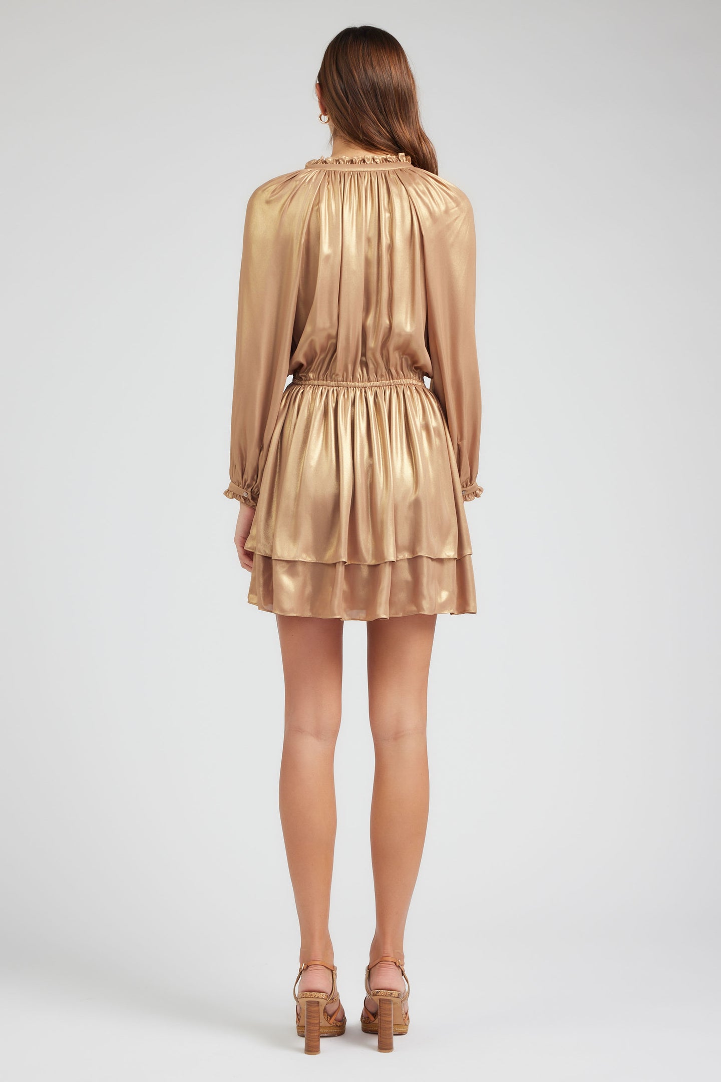 Metallic Tiered Mini Dress