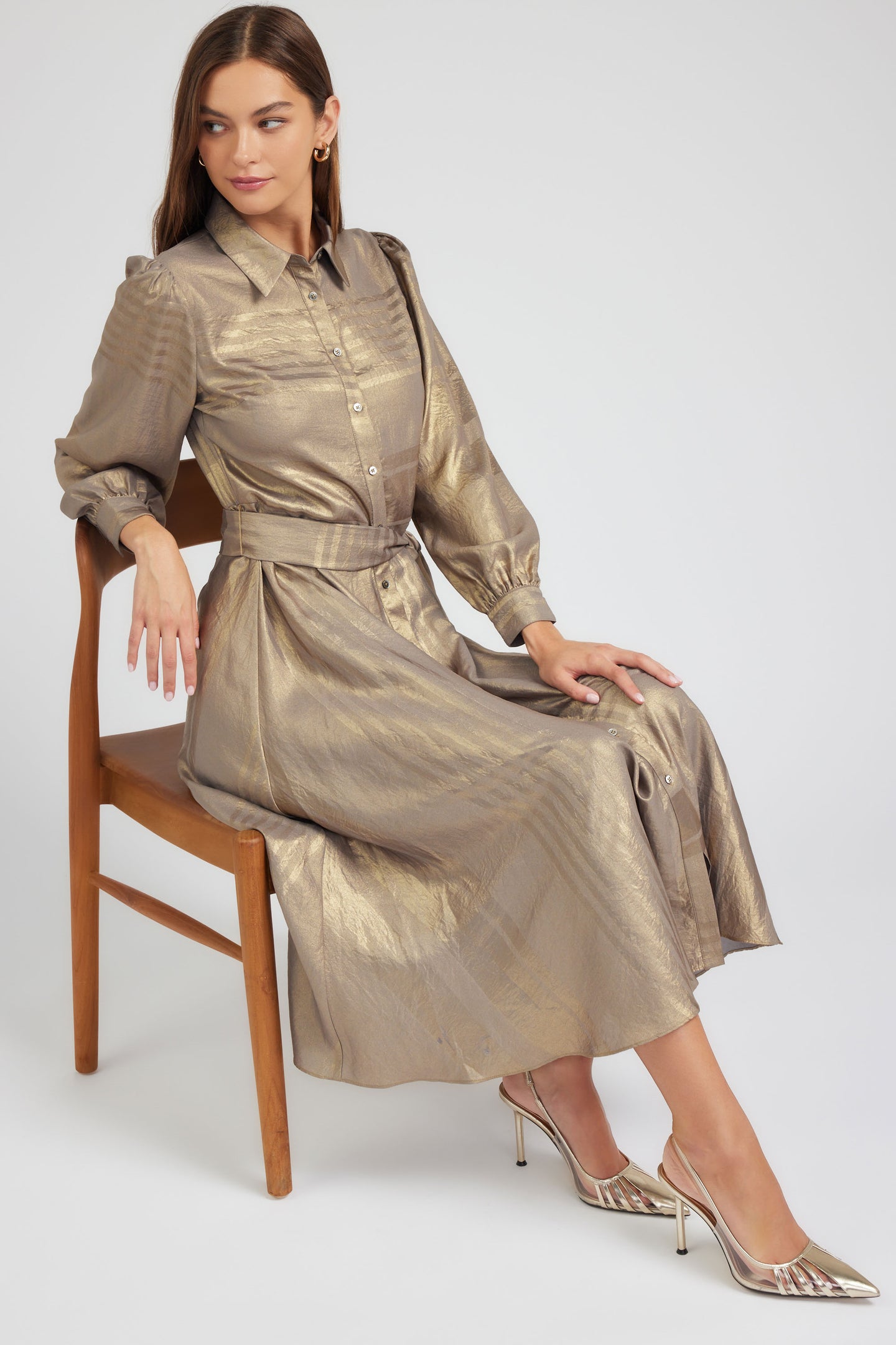 Metallic Buttondown Dress