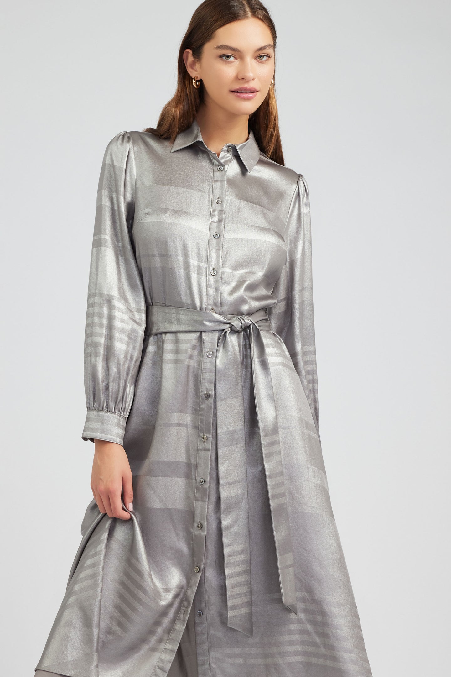 Metallic Buttondown Dress