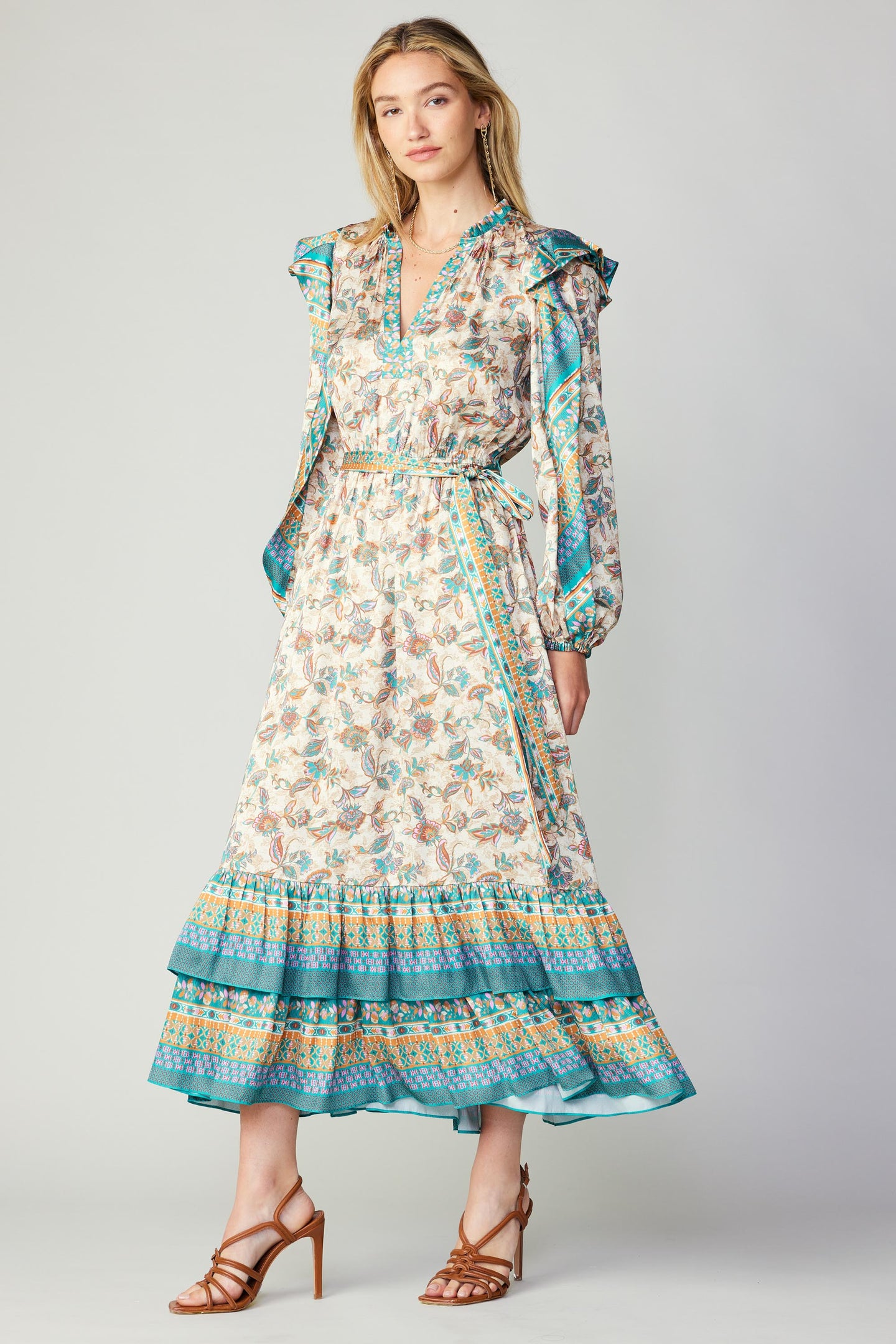 Autumnal Border Print Maxi Dress