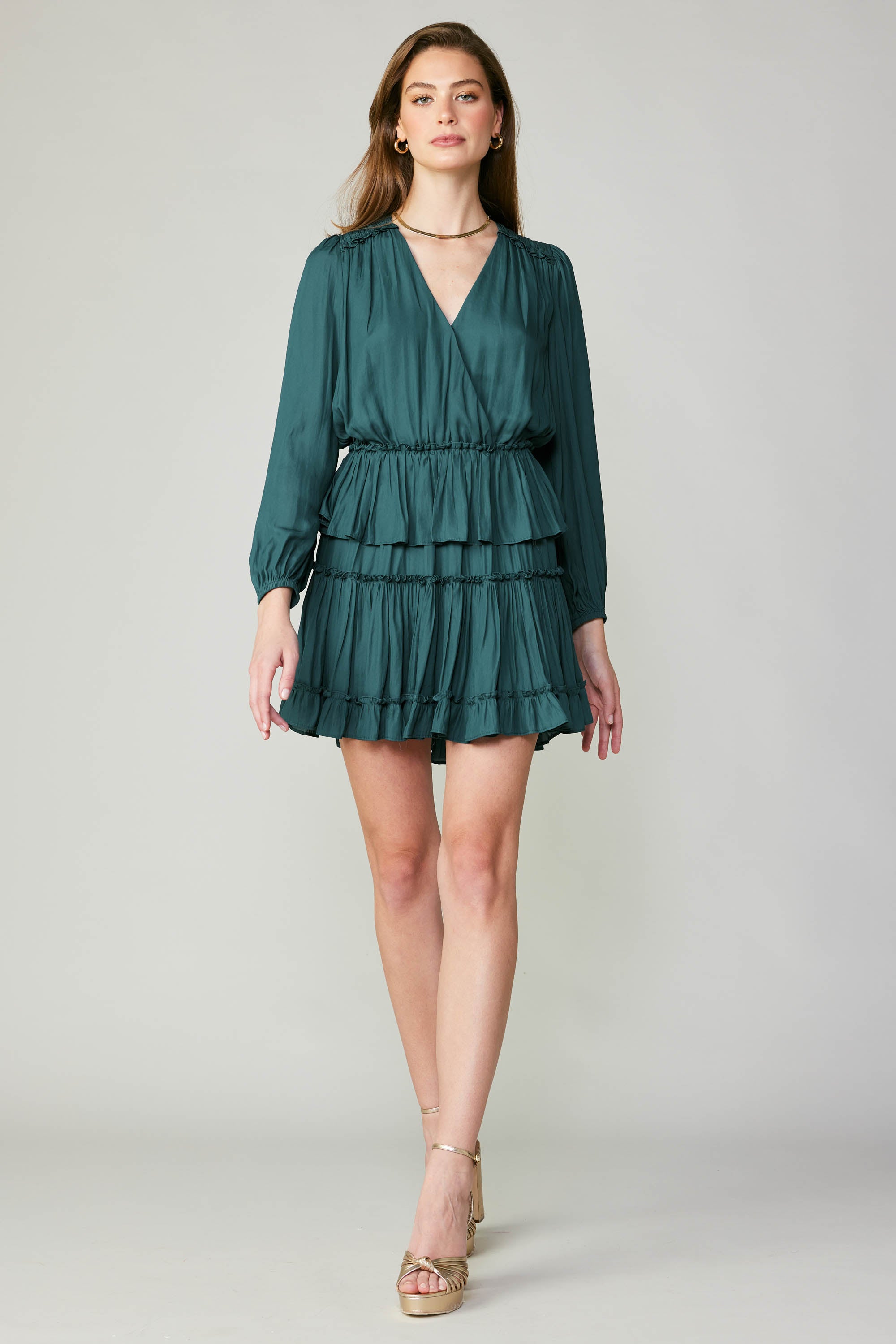 Surplice Tiered Mini Dress – CURRENT AIR