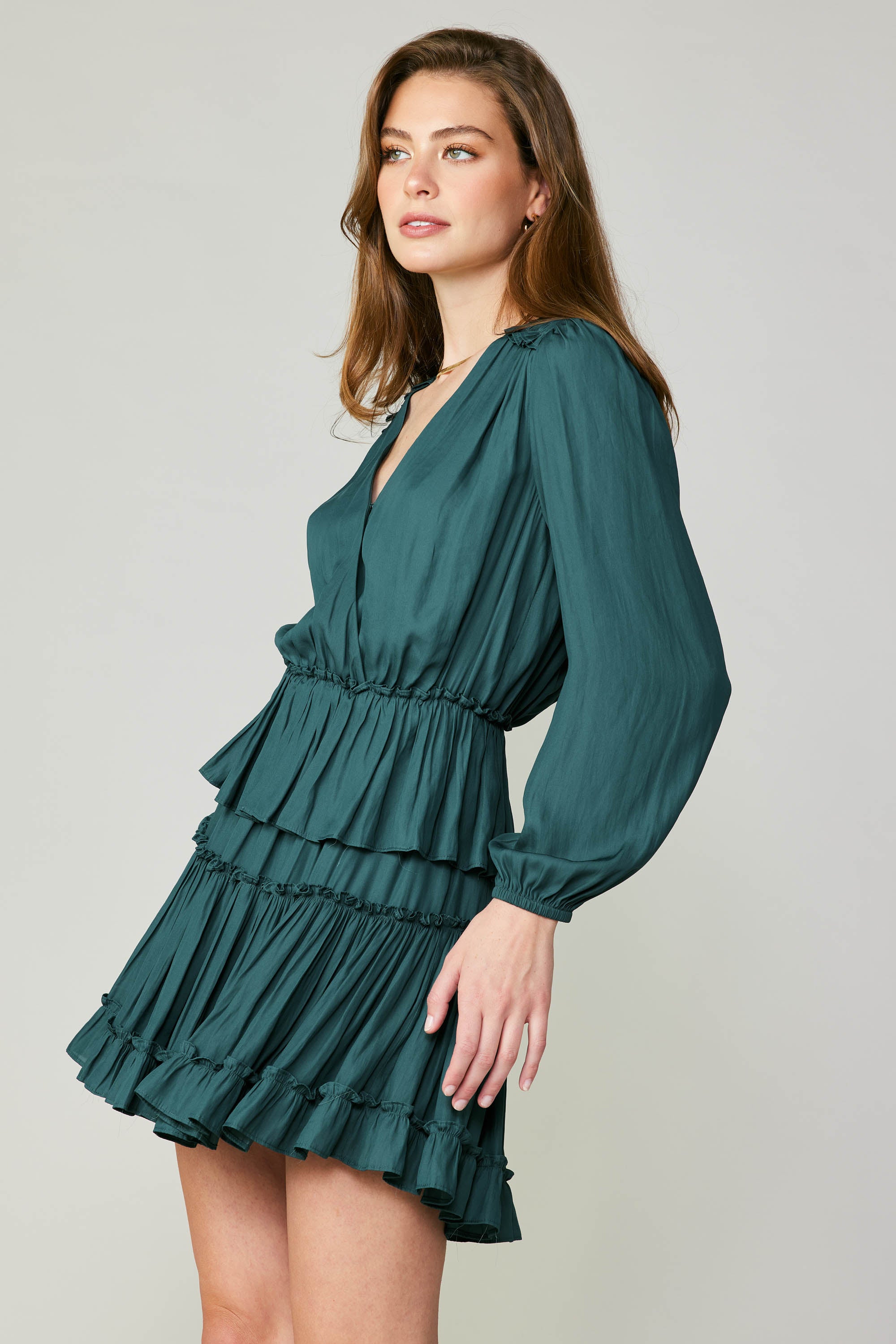 Surplice Tiered Mini Dress – CURRENT AIR