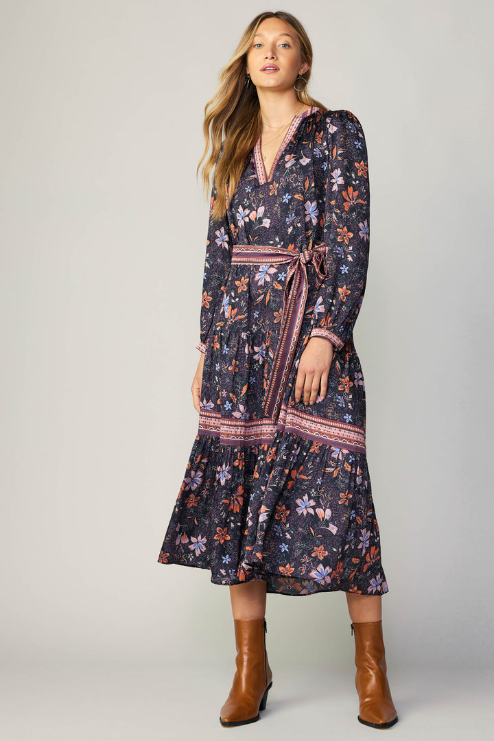 Current Air Contrast Stripe Floral Midi Dress Mod And Retro Clothing 