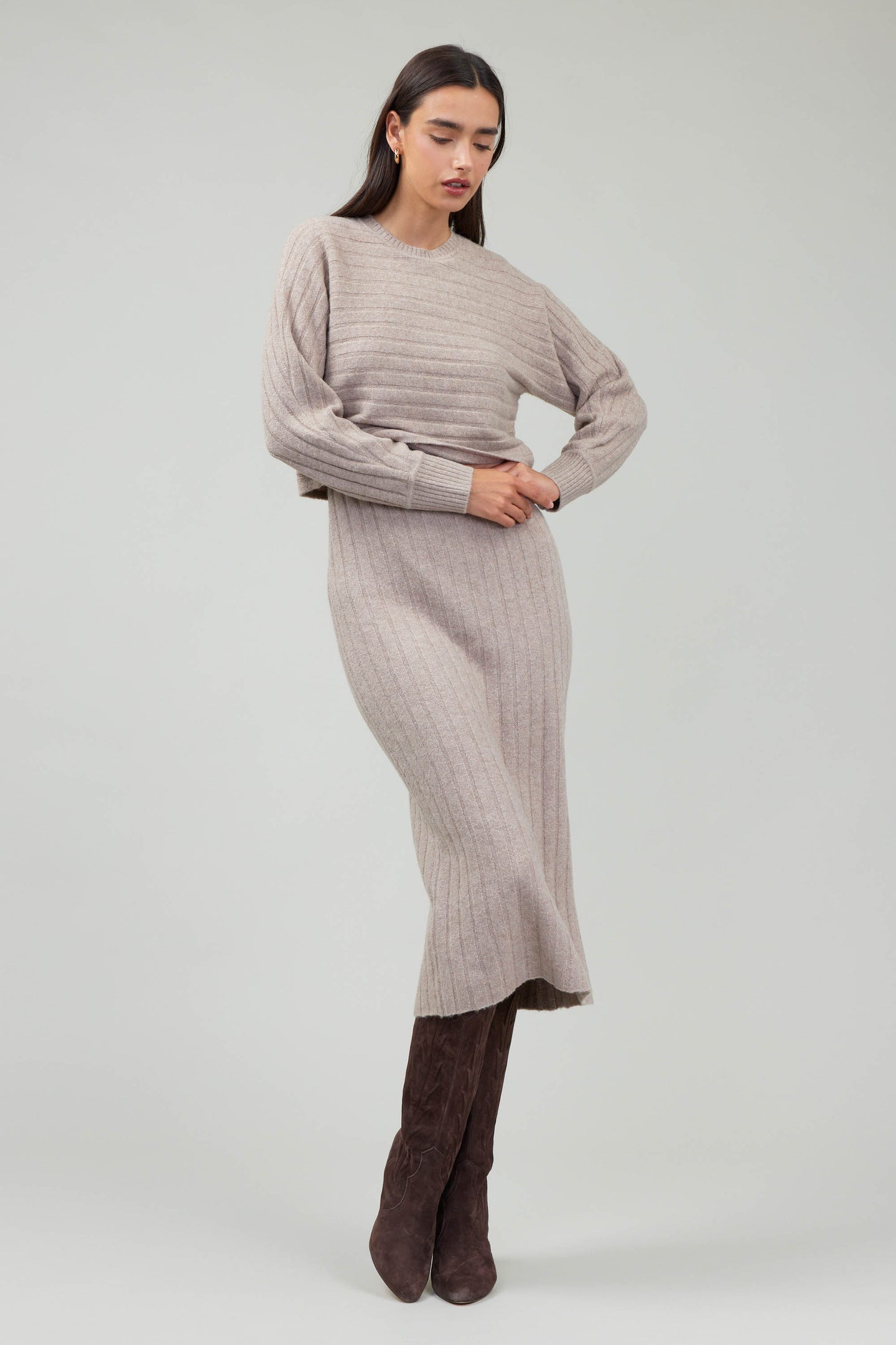 Crewneck Ribbed Sweater Dress