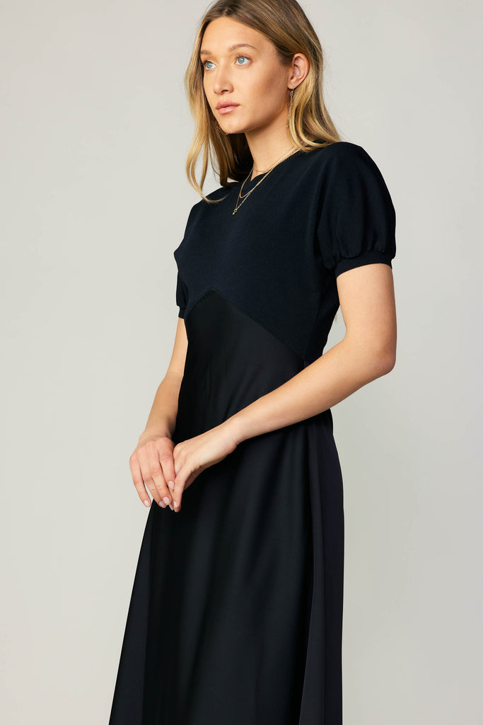 Contrast Knit Midi Dress