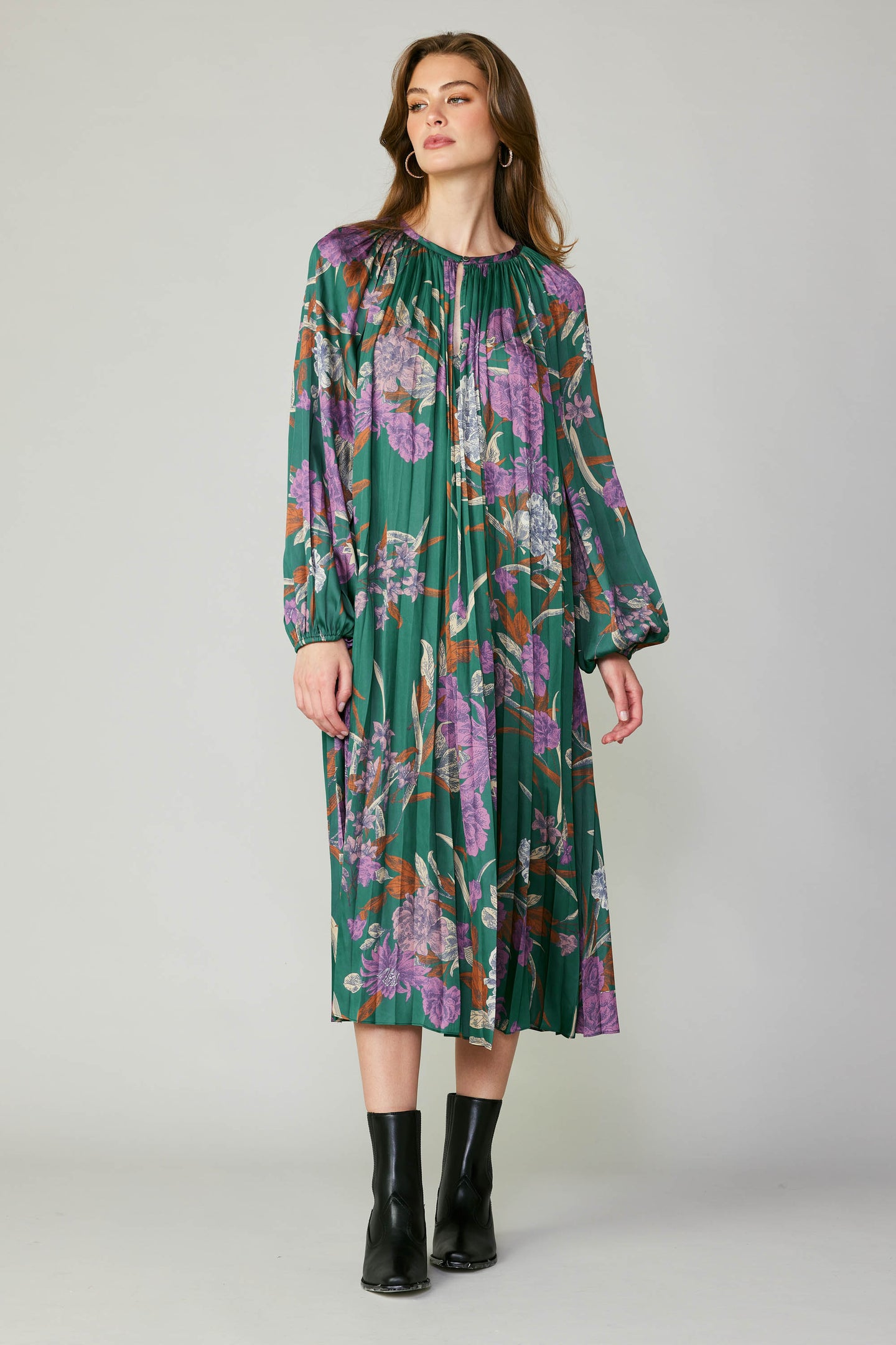 Botanical Belted Midi Dress – CURRENT AIR