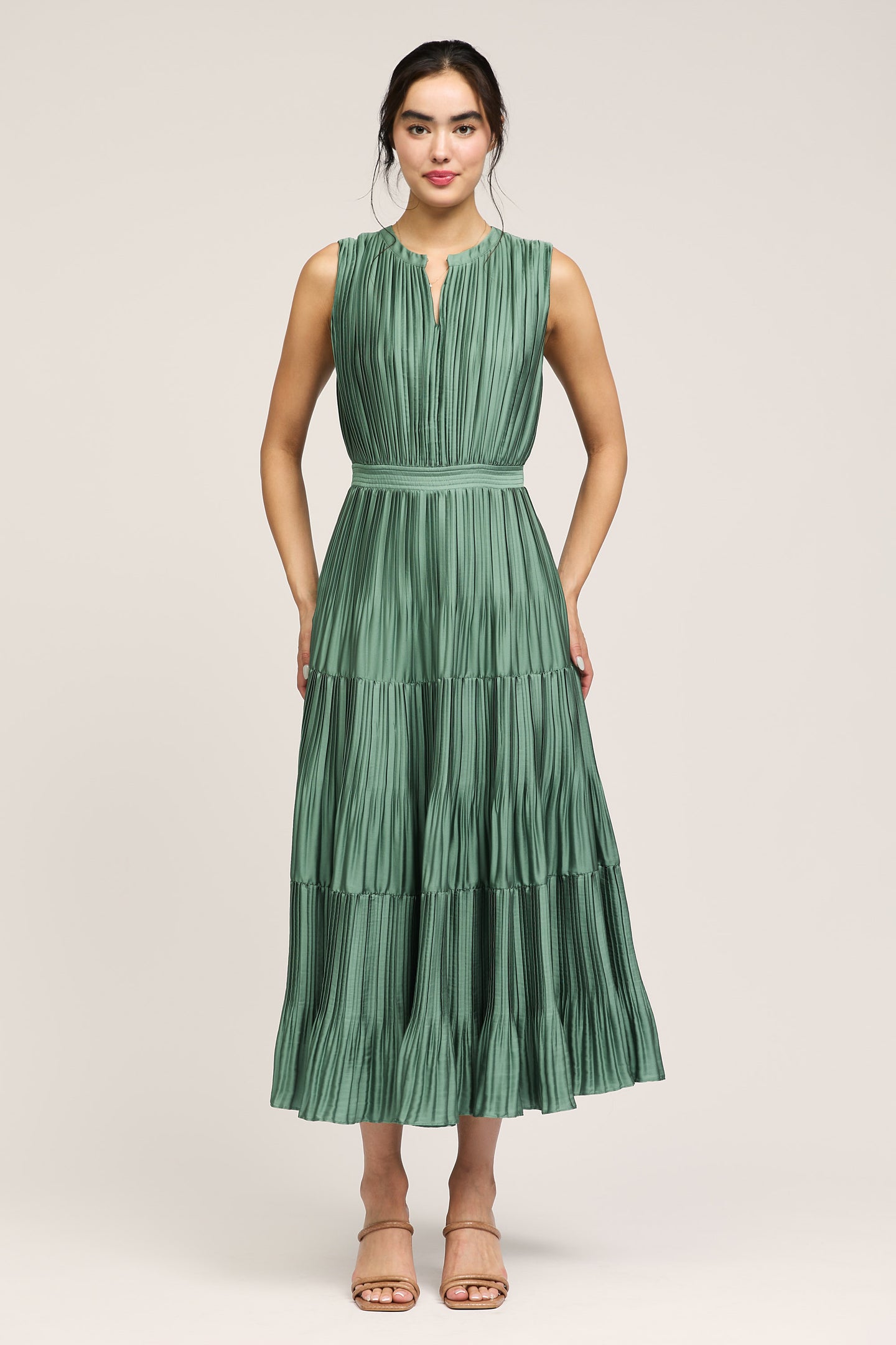 Pleated Sleeveless Maxi Dress