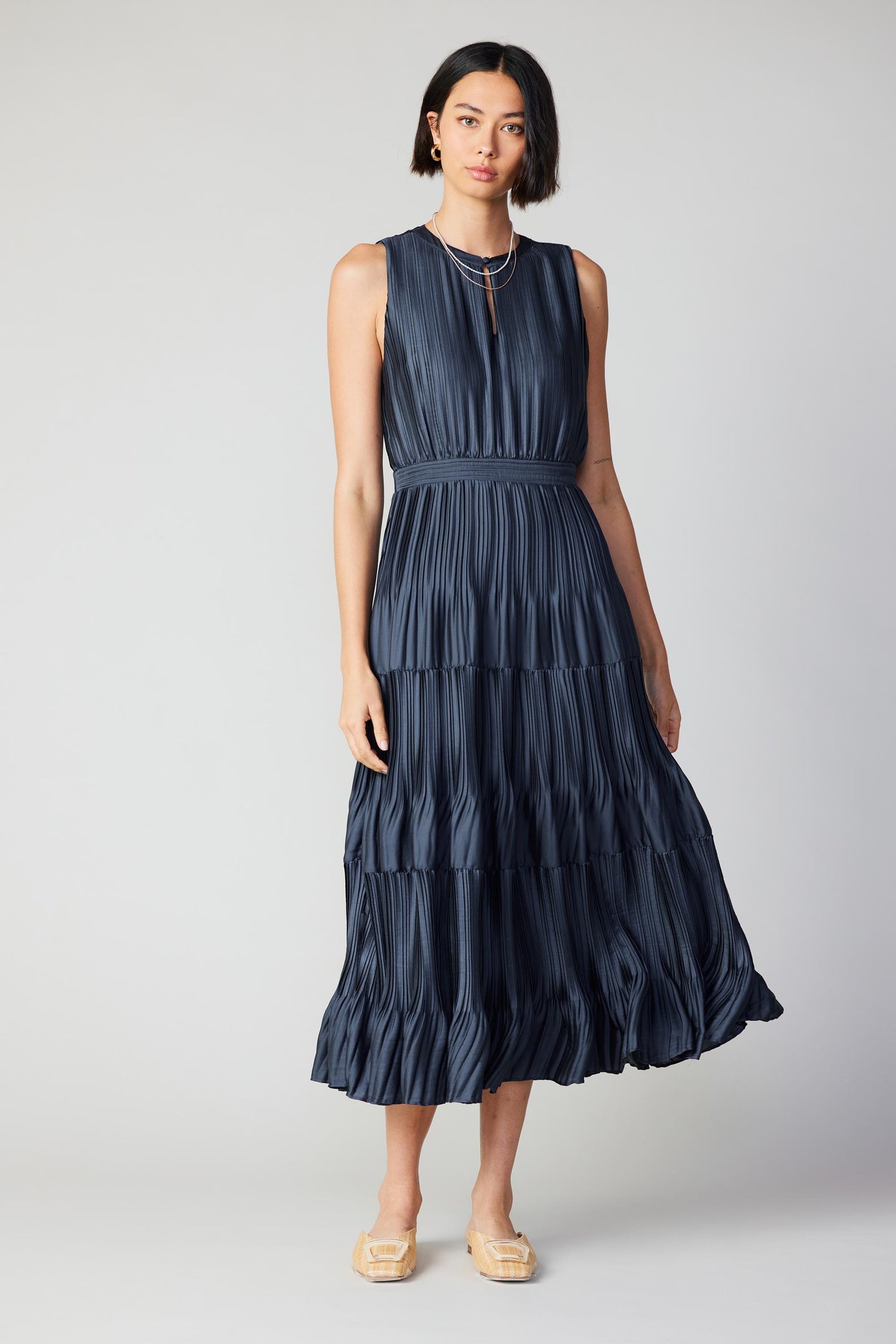 WIFFGO Girls Bohemian Dress - Flying Cap Sleeveless V Neck, Pleated Long Maxi Dress With Belt, Calf Length