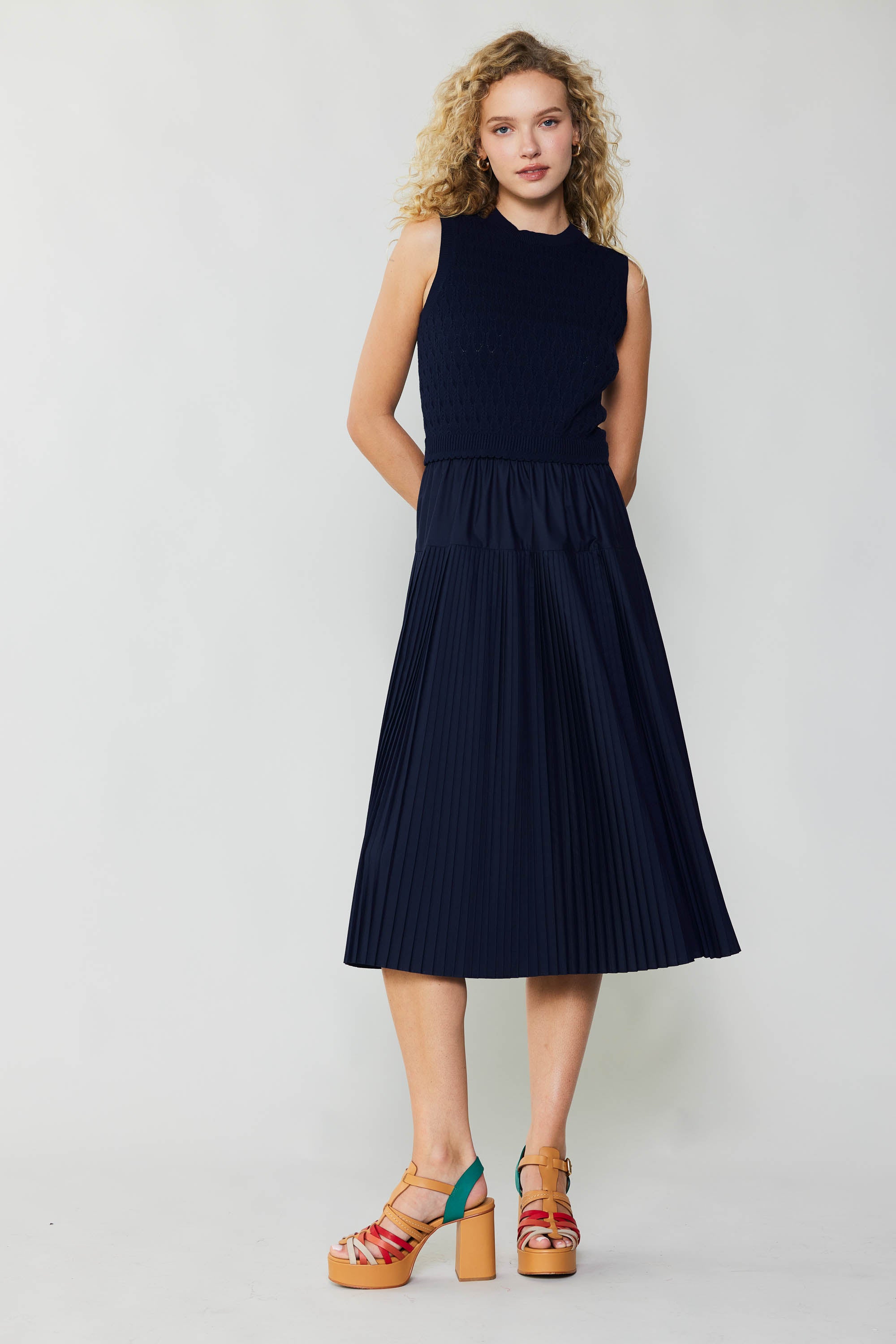 Pleated sweater outlet dress