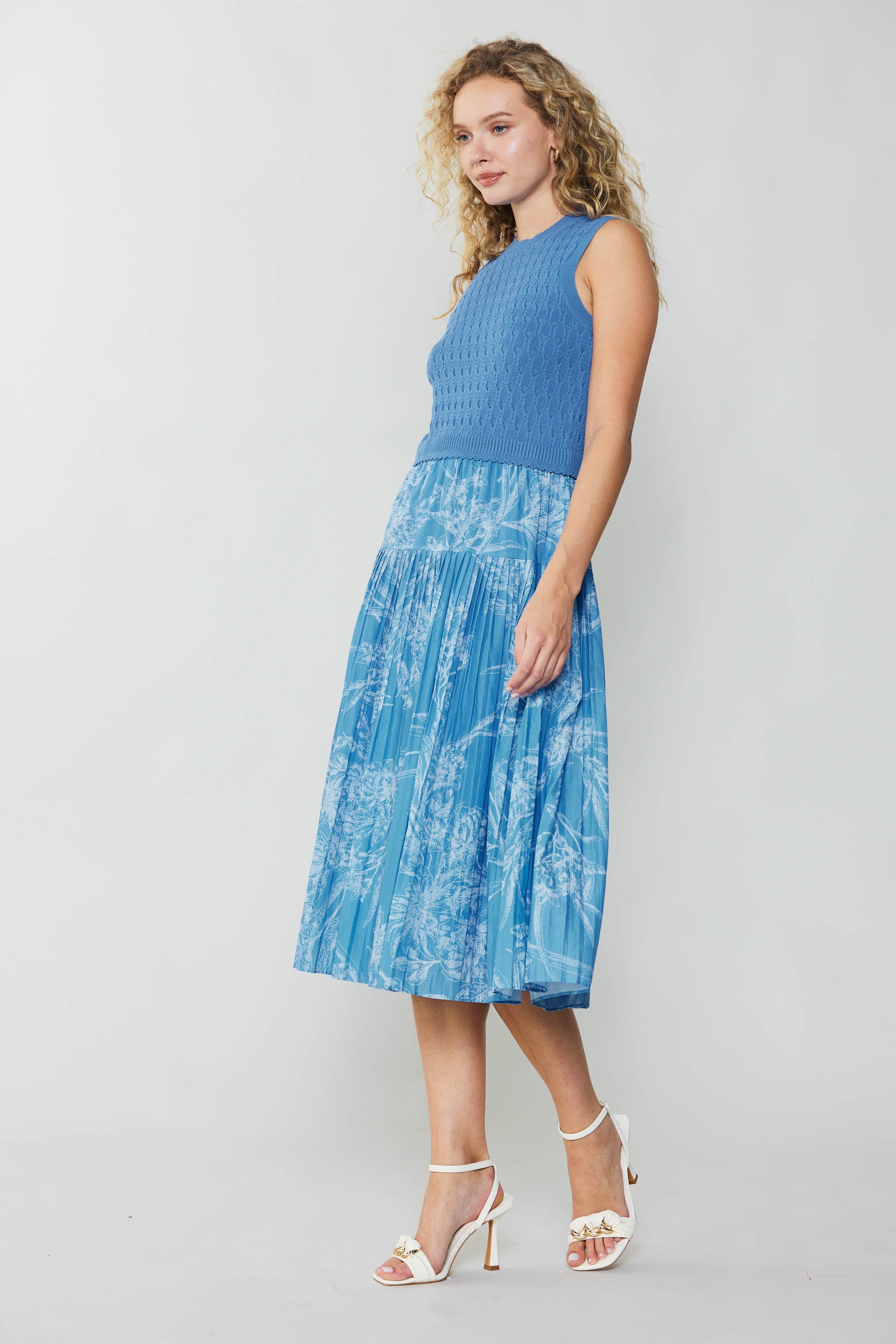 Sweater dress shop with pleated skirt