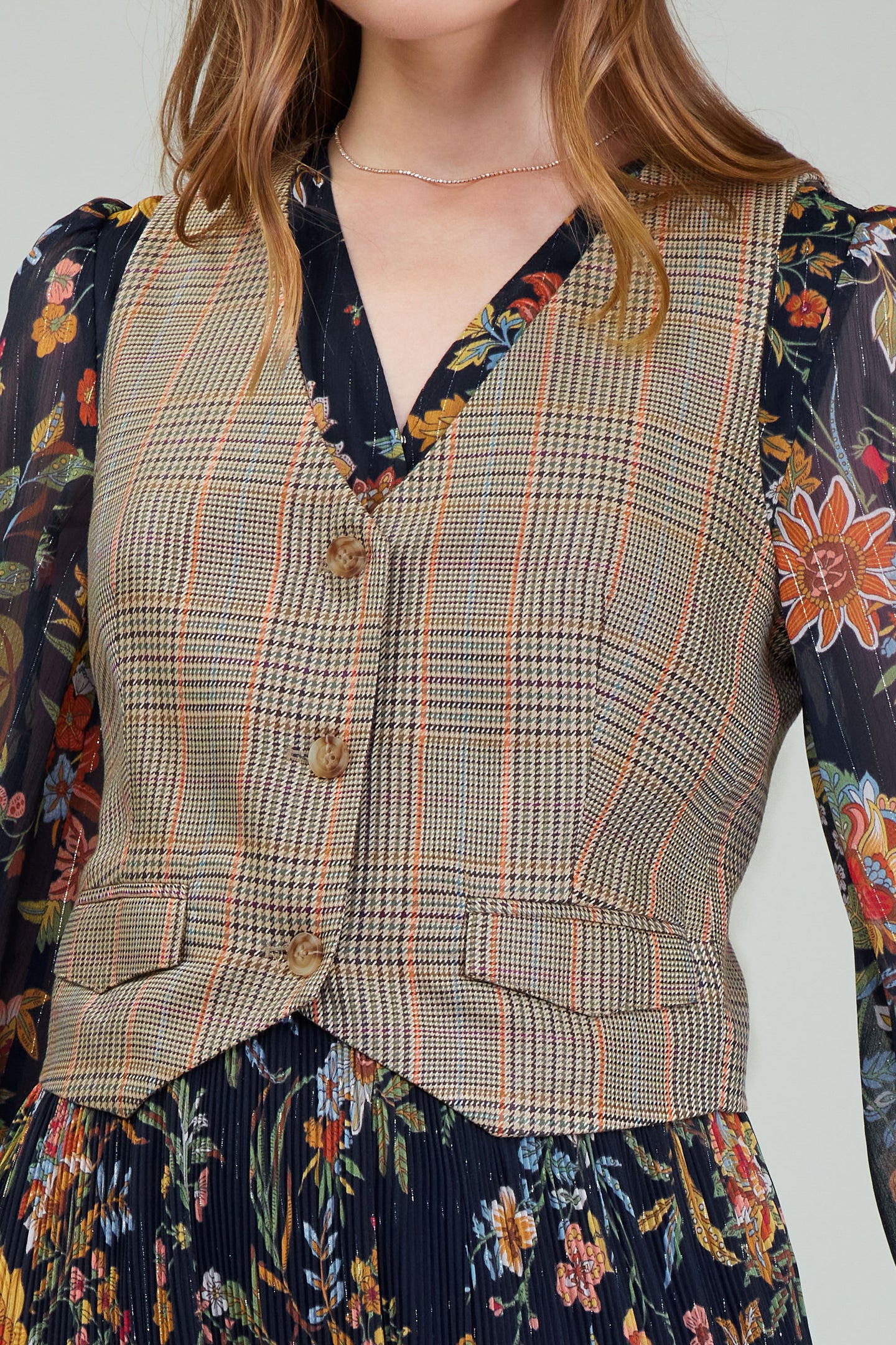 Plaid Buttoned Vest