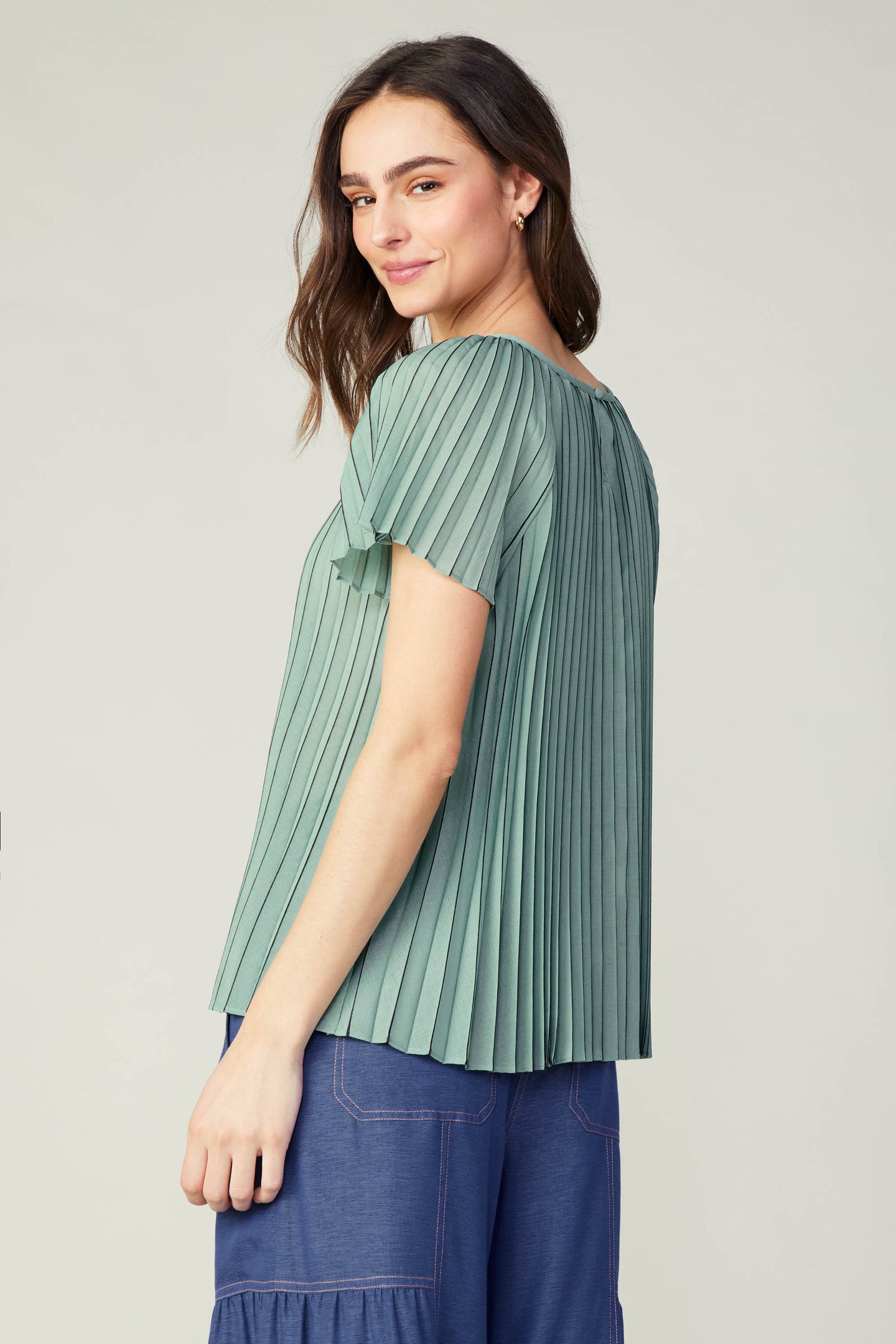 Striped Pleated Top
