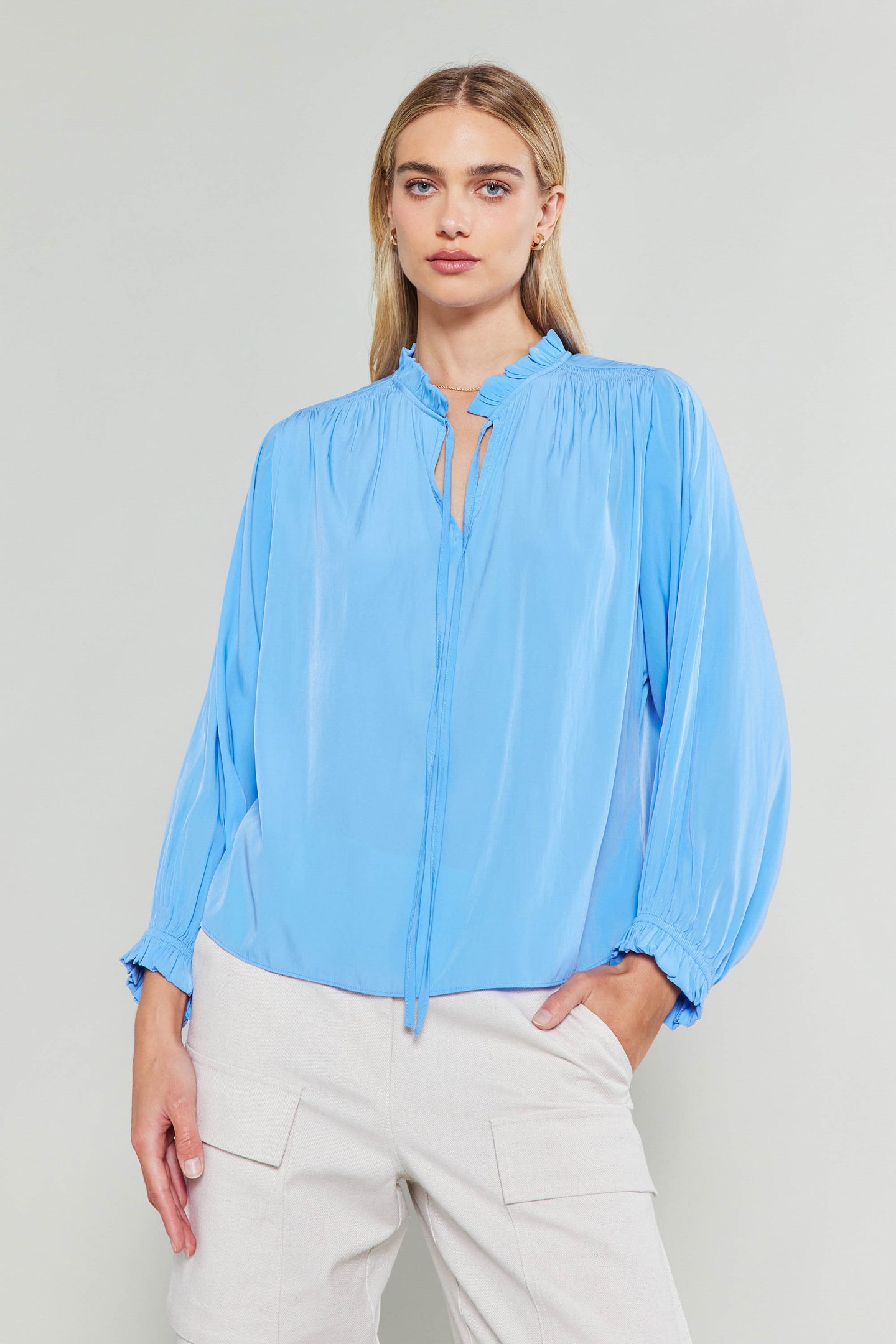 Ruffled Splitneck Blouse