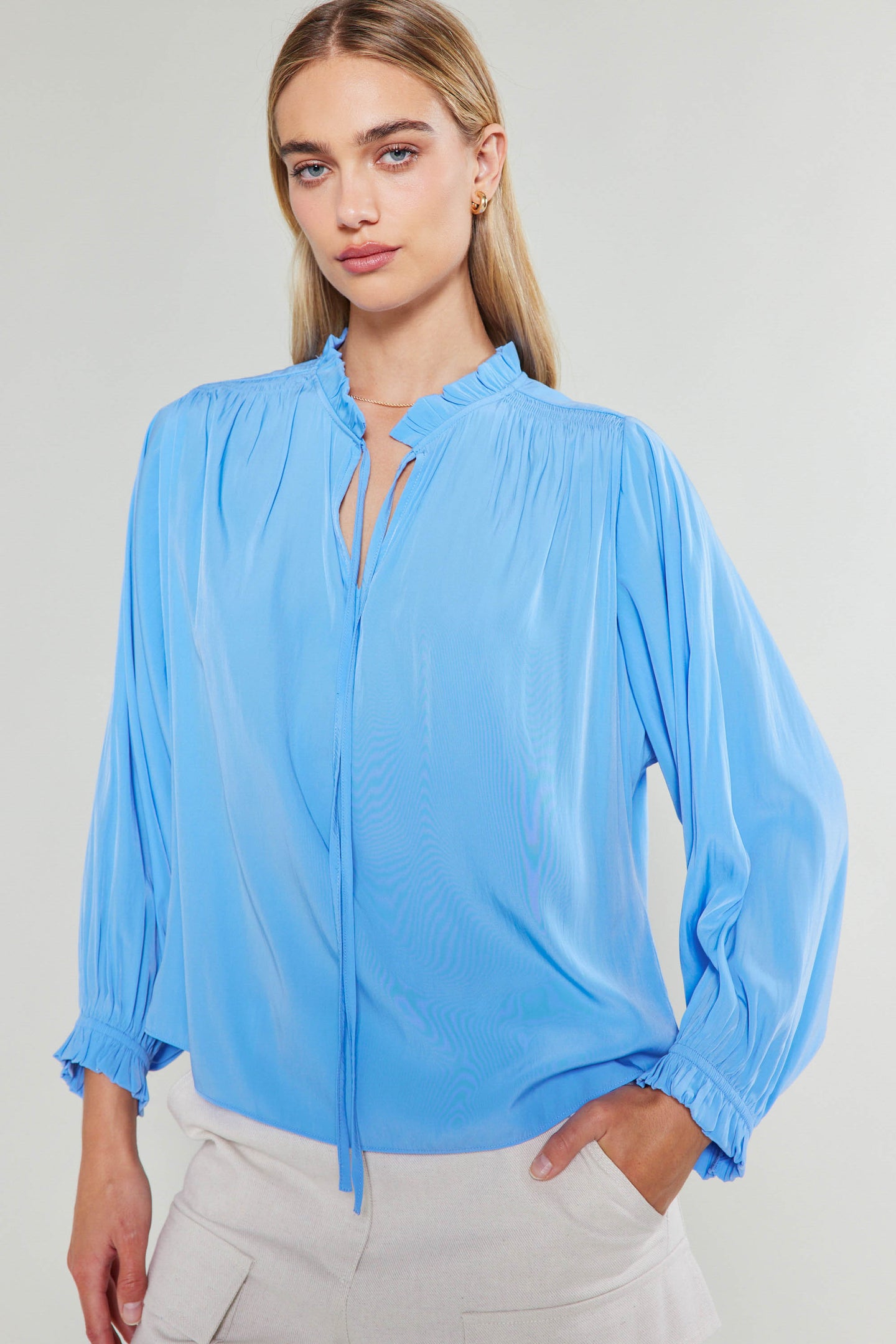 Ruffled Splitneck Blouse