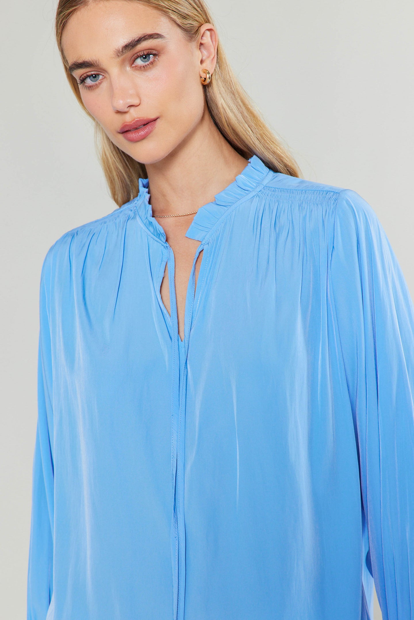 Ruffled Splitneck Blouse