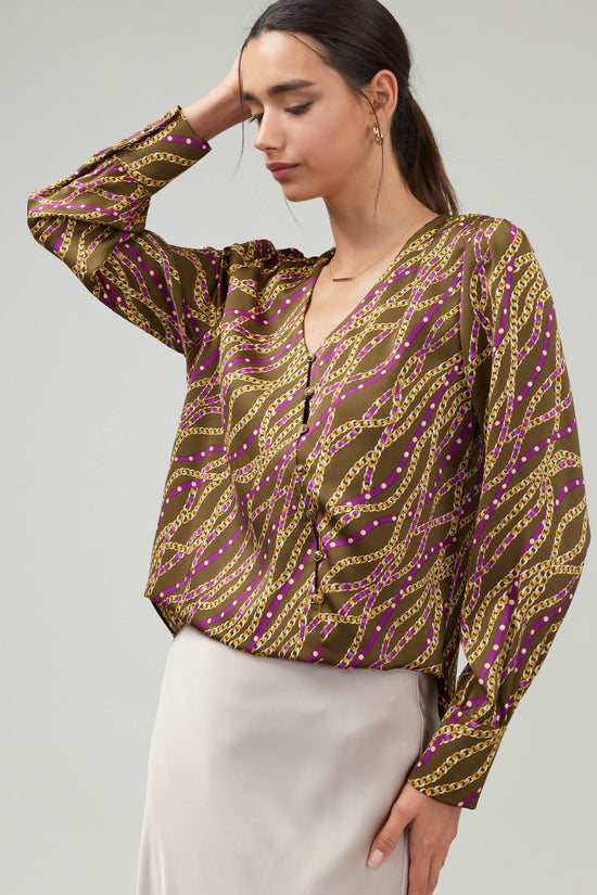 Link Motif Surplice Blouse