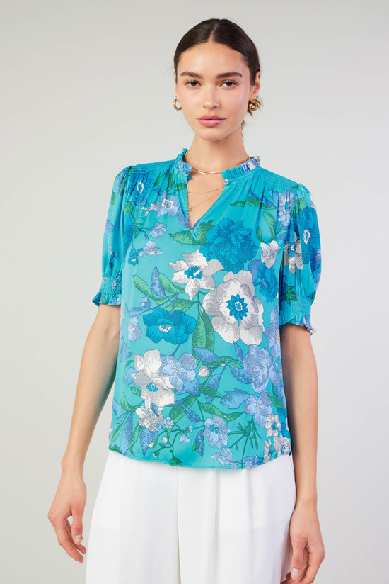 Botanical Smocked Shoulder Blouse