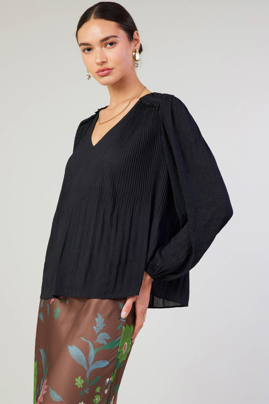 Pleated Ruffled Yoke Blouse