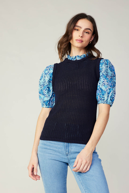 Contrast Sleeve Knit Top