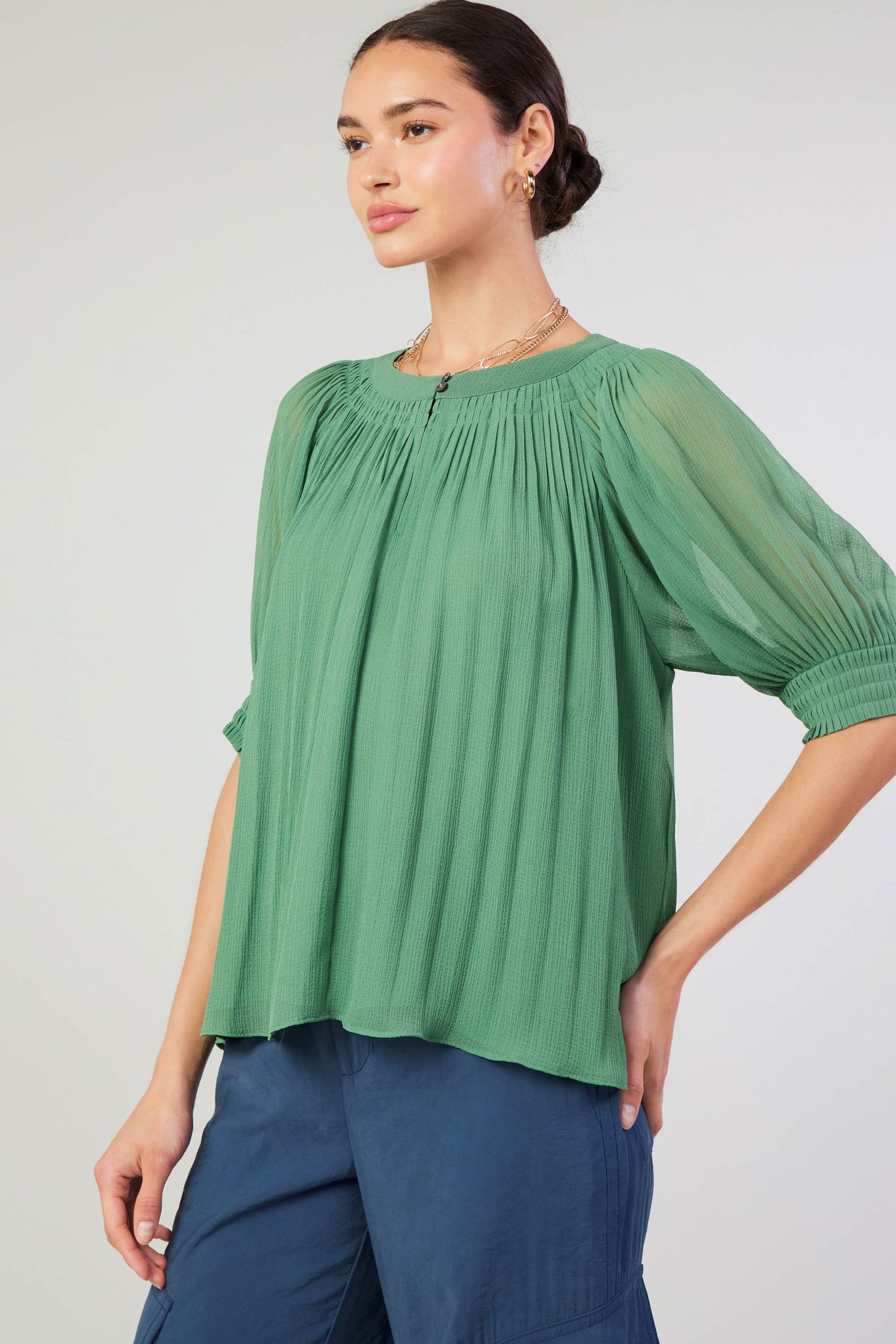 Pleated Cuff Blouse