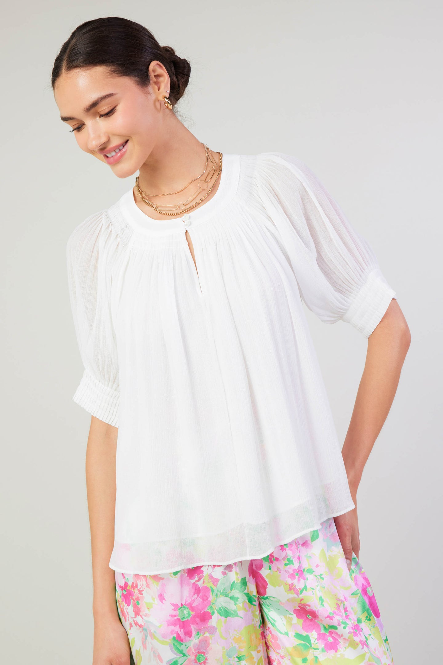 Pleated Cuff Blouse