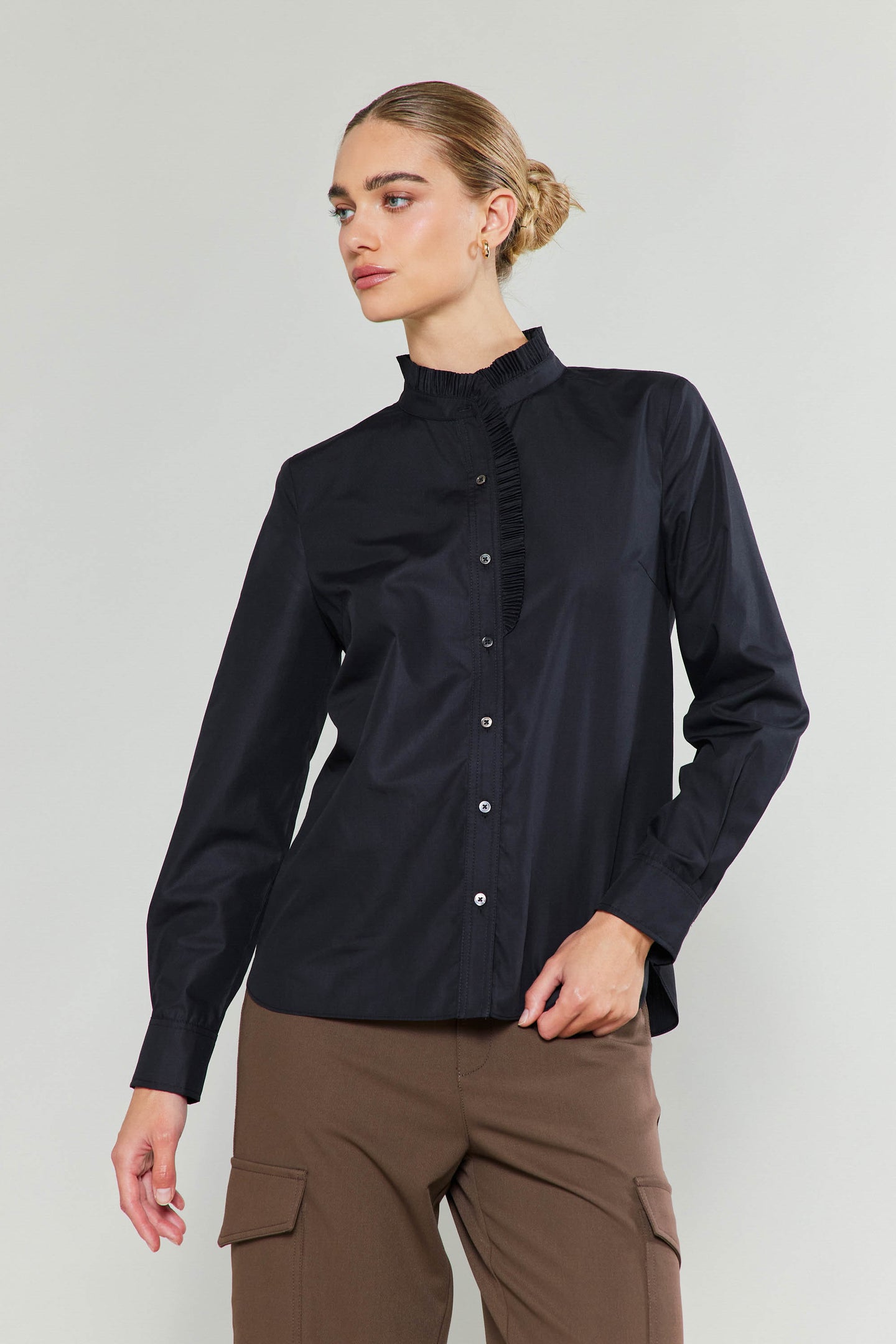 Ruffled Neck Buttondown