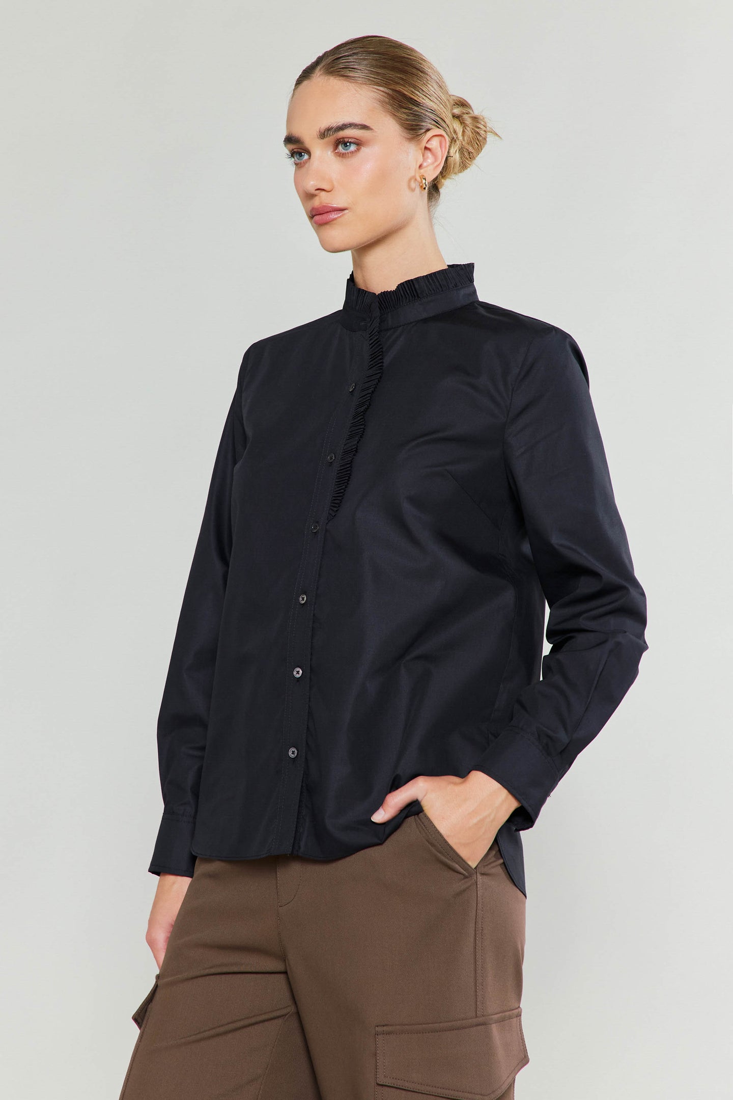 Ruffled Neck Buttondown