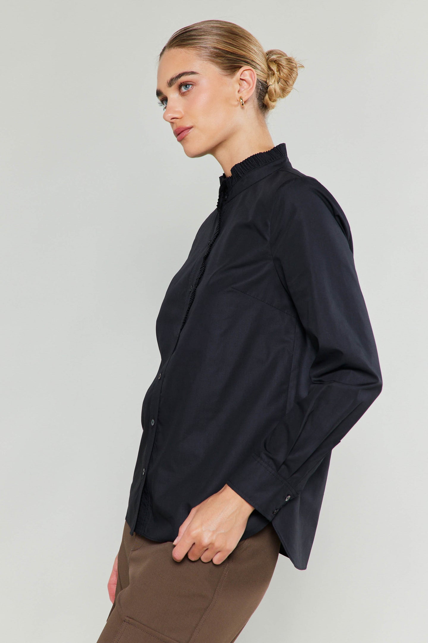 Ruffled Neck Buttondown