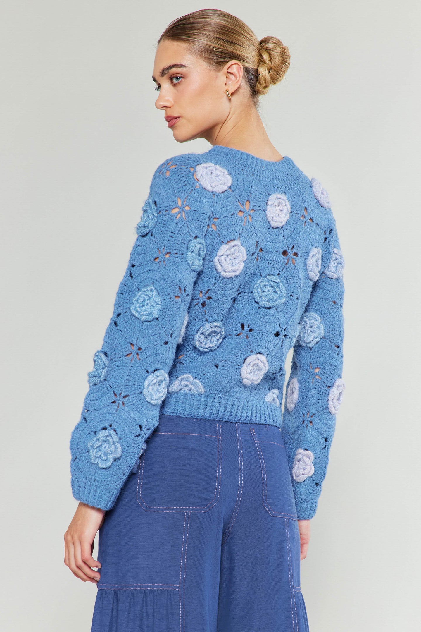 3D Floral Crochet Sweater