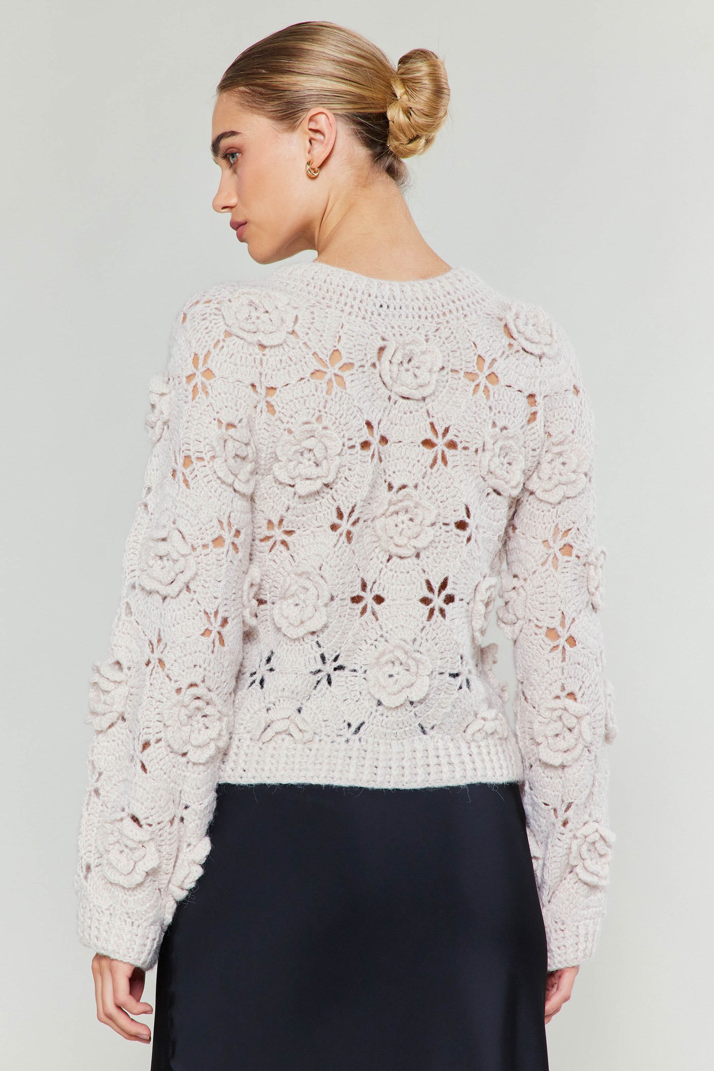 3D Floral Crochet Sweater