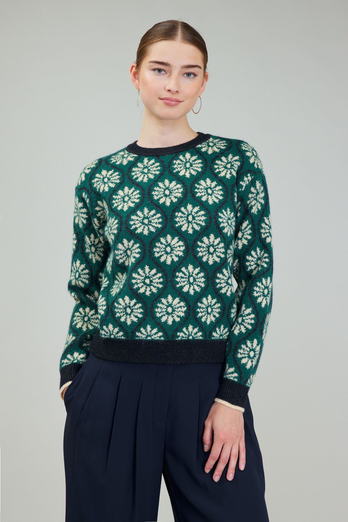 Geo Floral Pullover Sweater