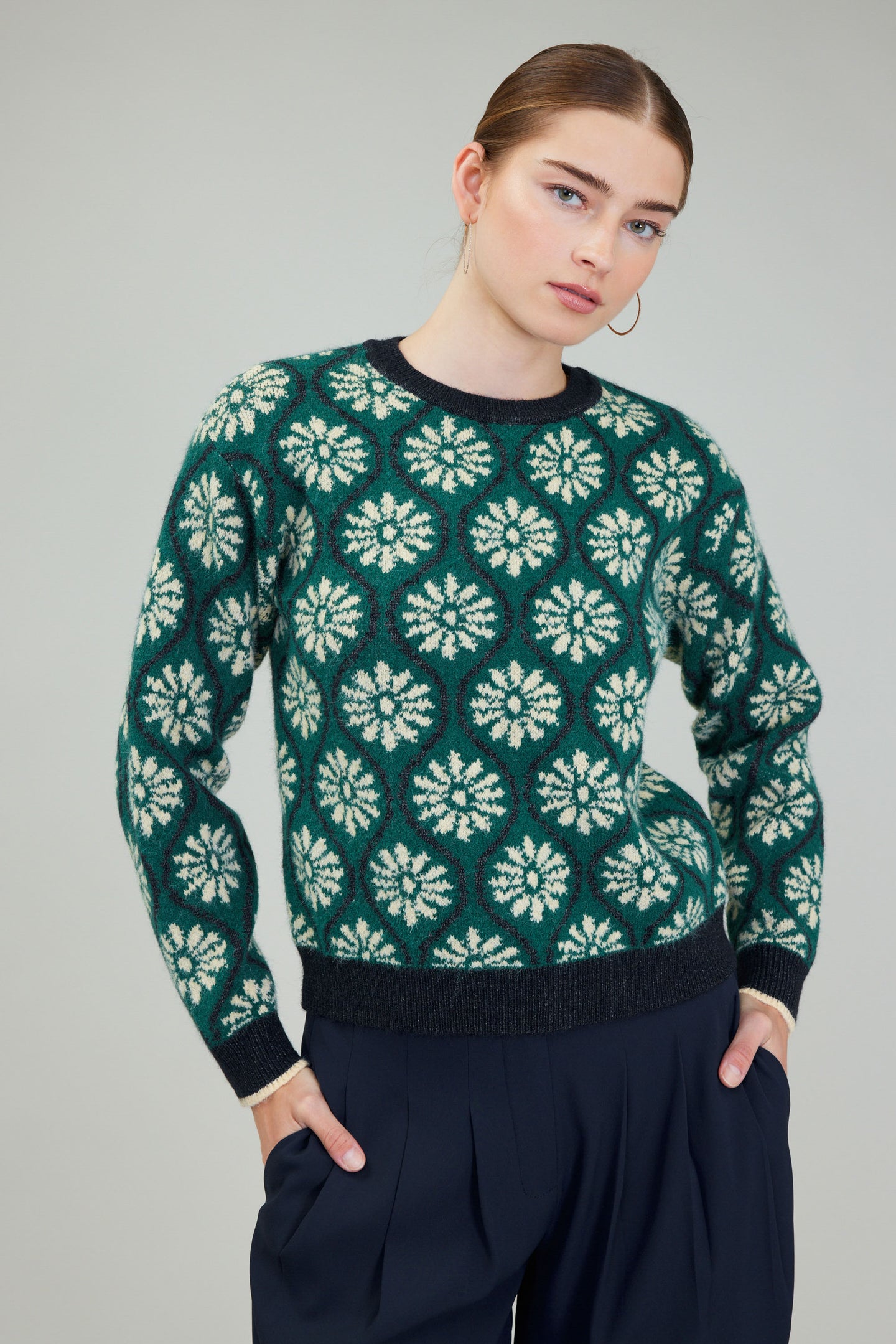 Geo Floral Pullover Sweater