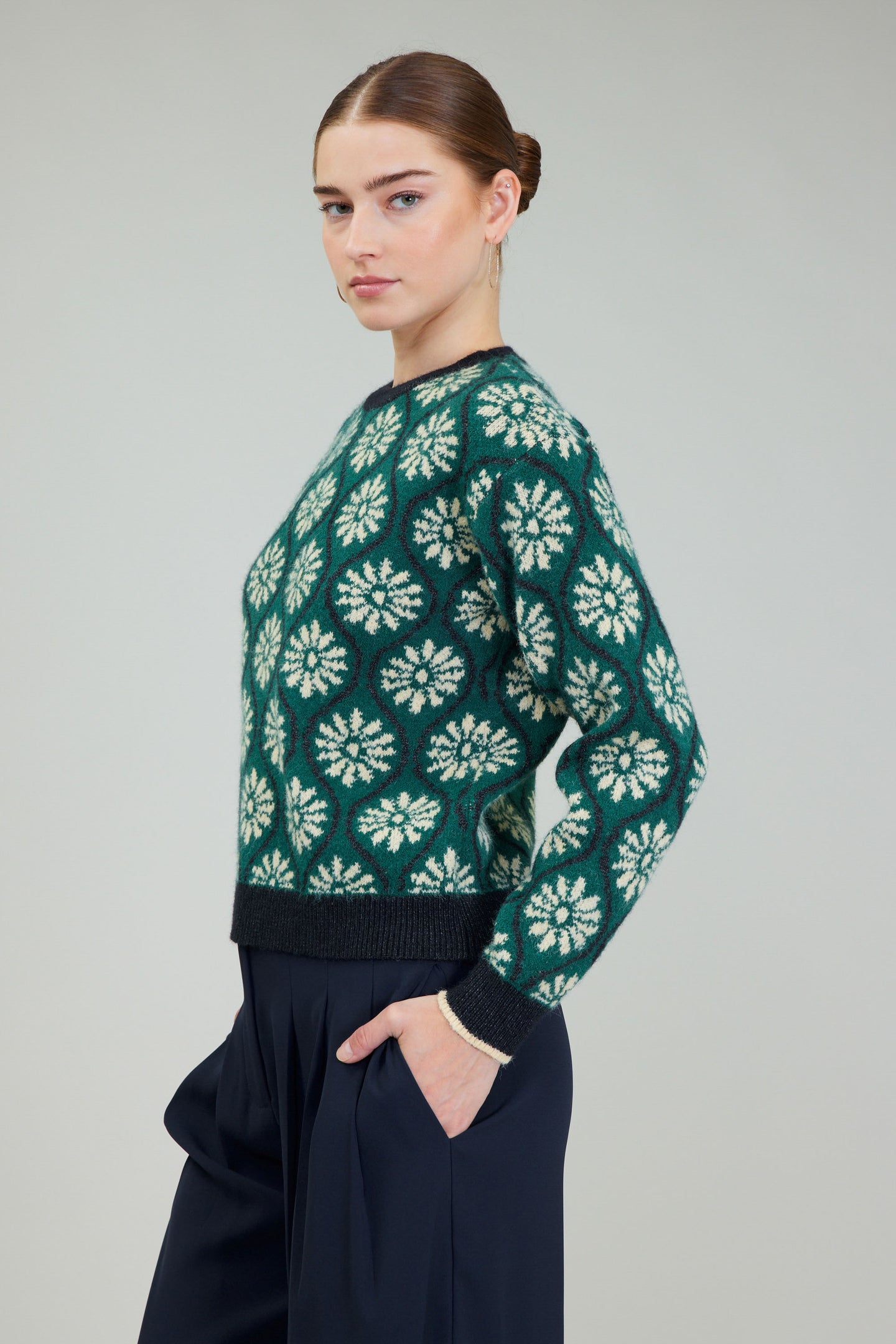 Geo Floral Pullover Sweater