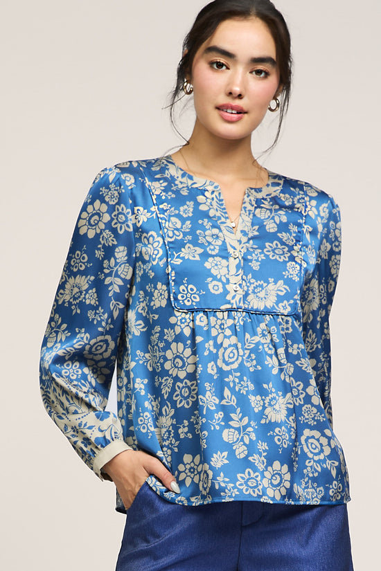 Floral Print Placket Blouse