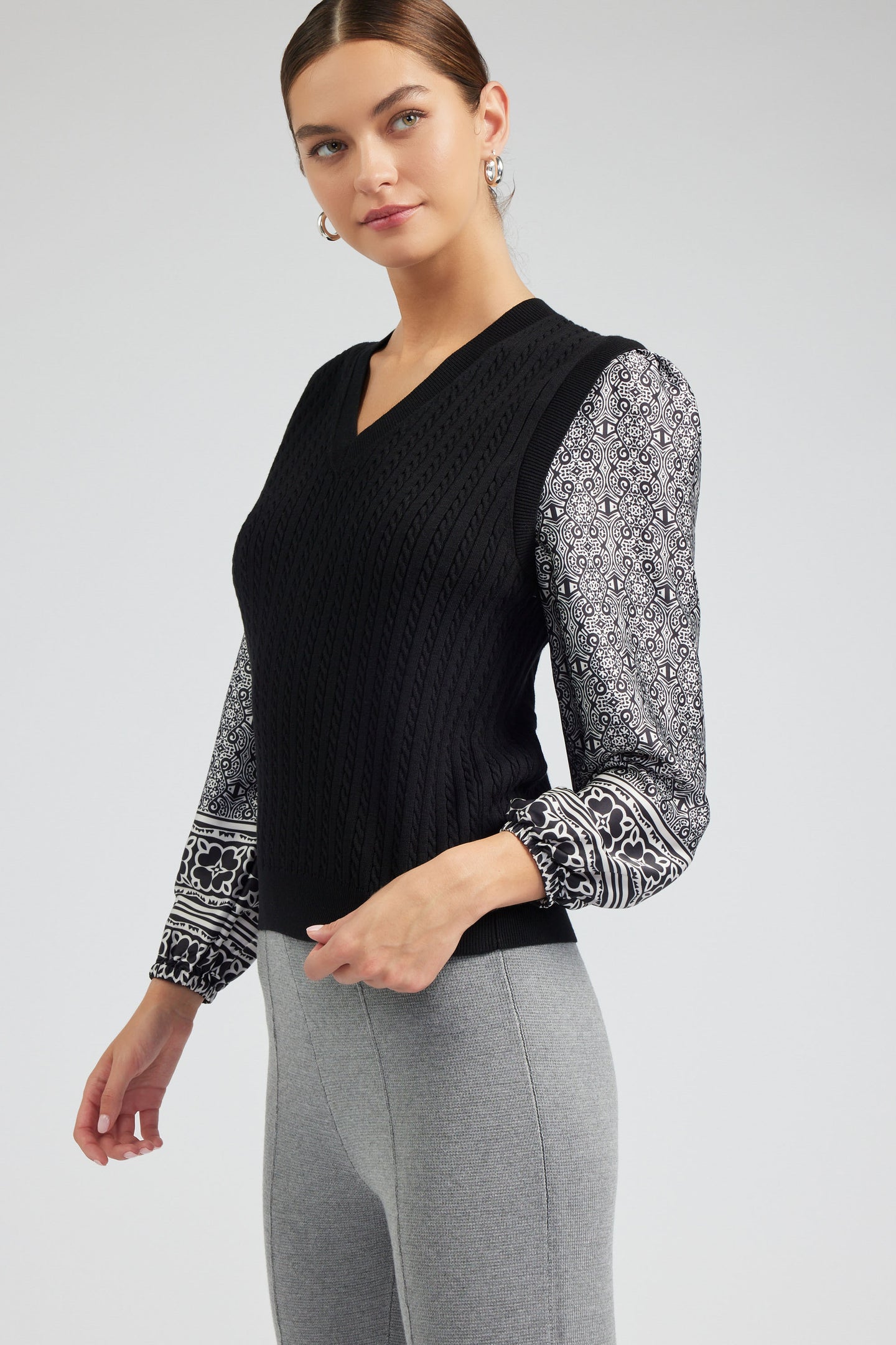 Contrast Sleeve Sweater Top