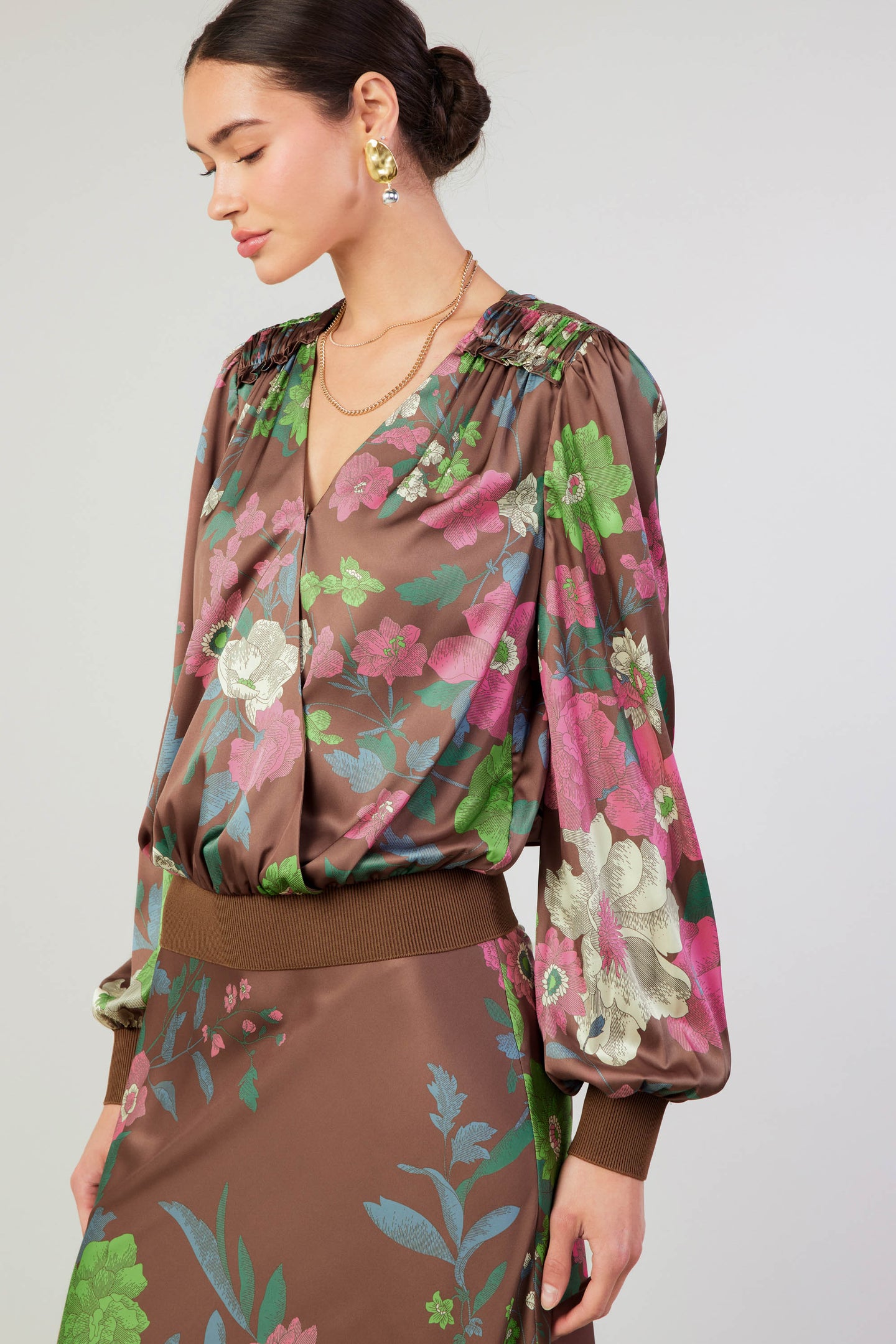 Floral Surplice Blouse