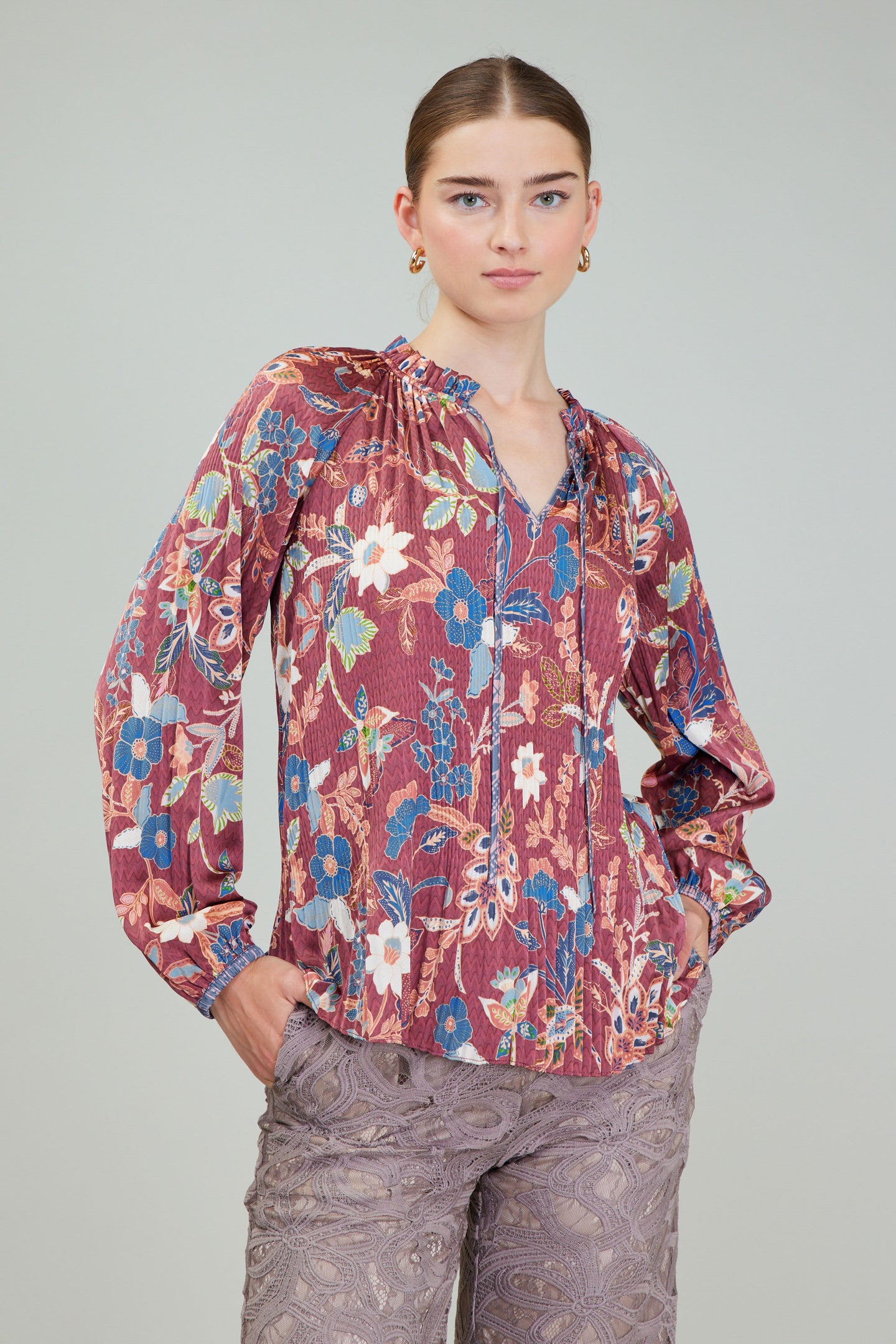 Botanical Pleated Blouse