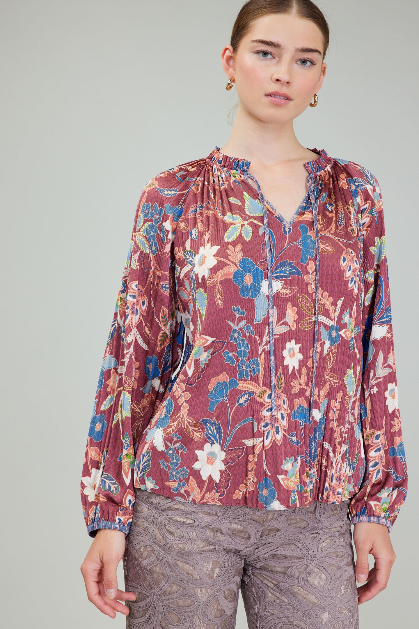 Botanical Pleated Blouse