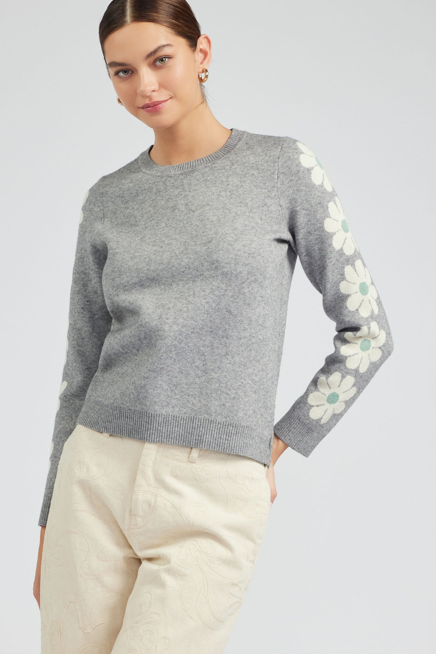 Retro Daisy Motif Sweater