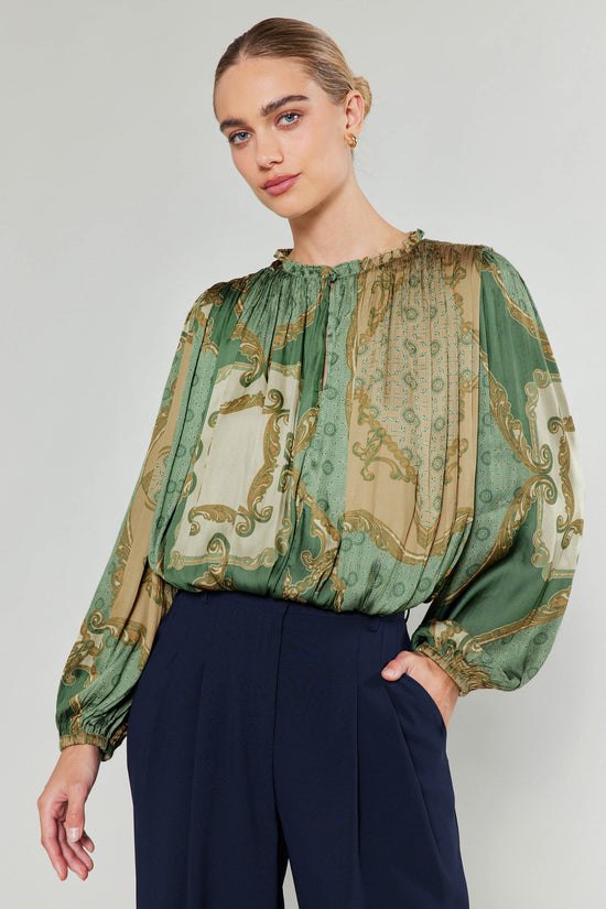 Vintage Print Flowy Blouse