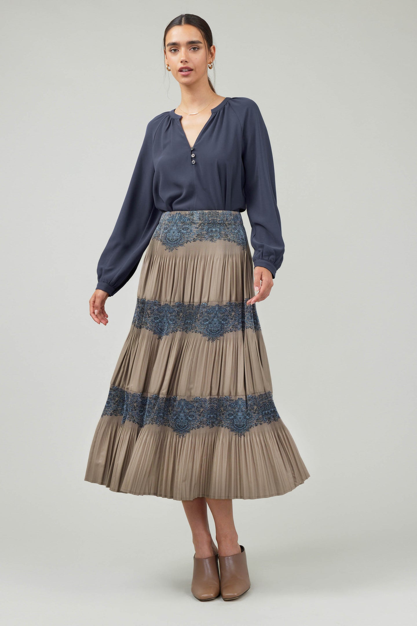 Ornate Motif Midi Skirt