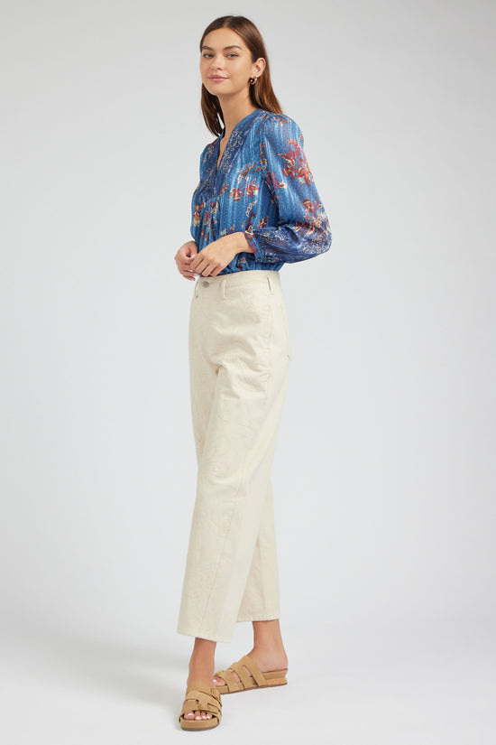 Embroidered Barrel Leg Pant