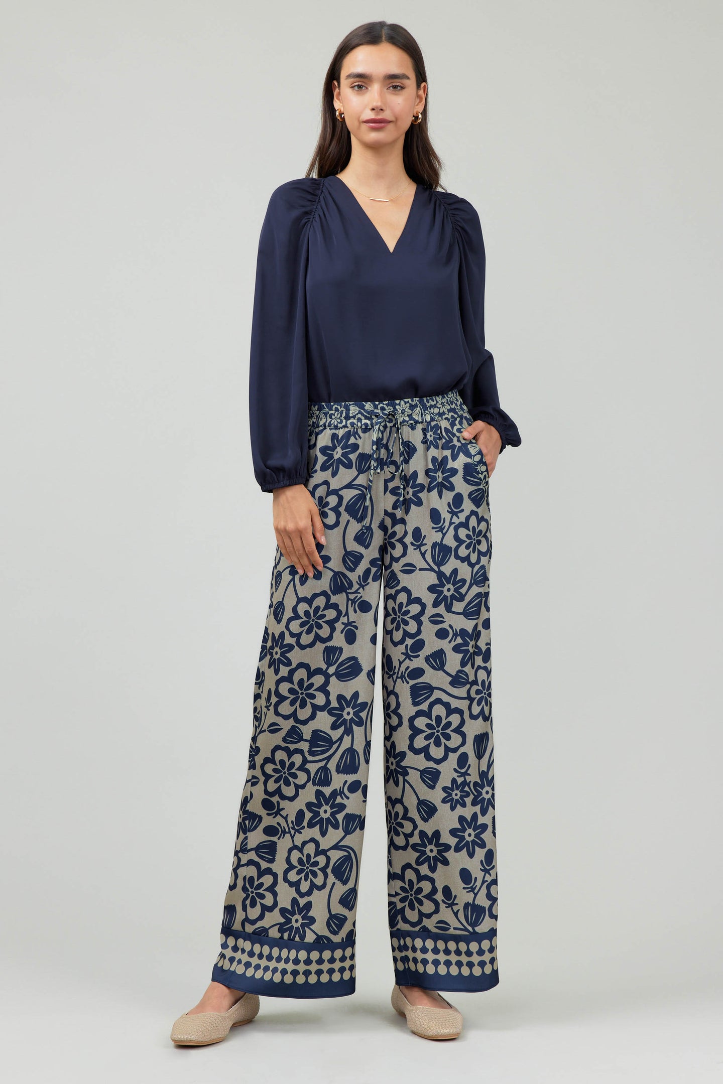 Floral Patterned Pull On Pants