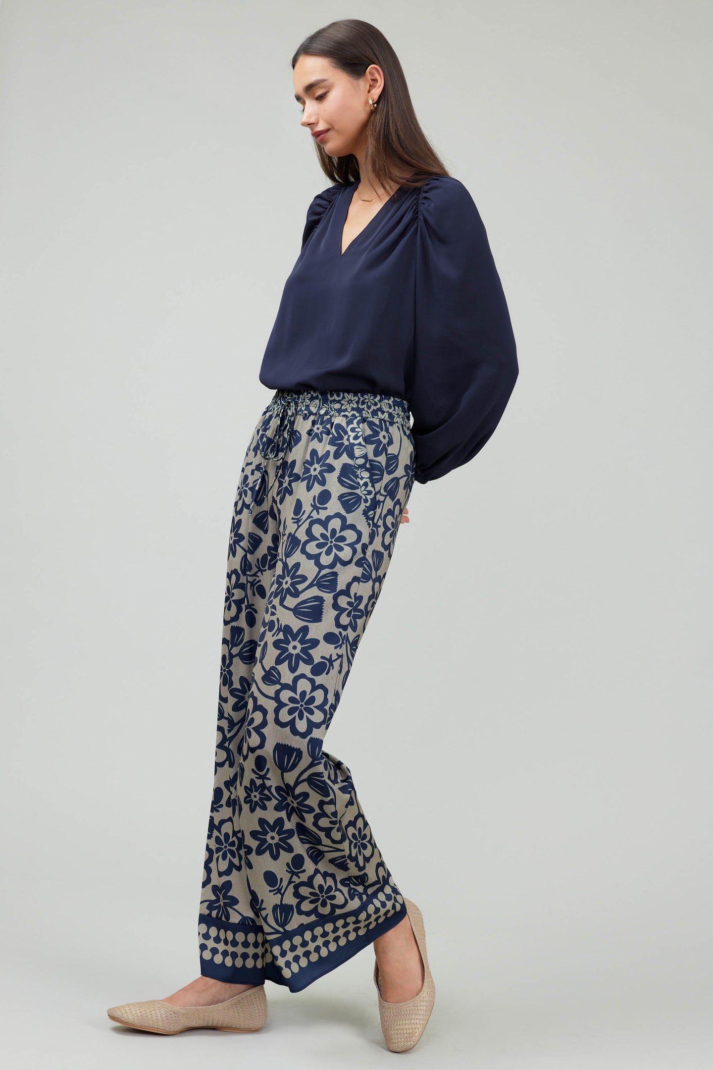 Floral Patterned Pull On Pants