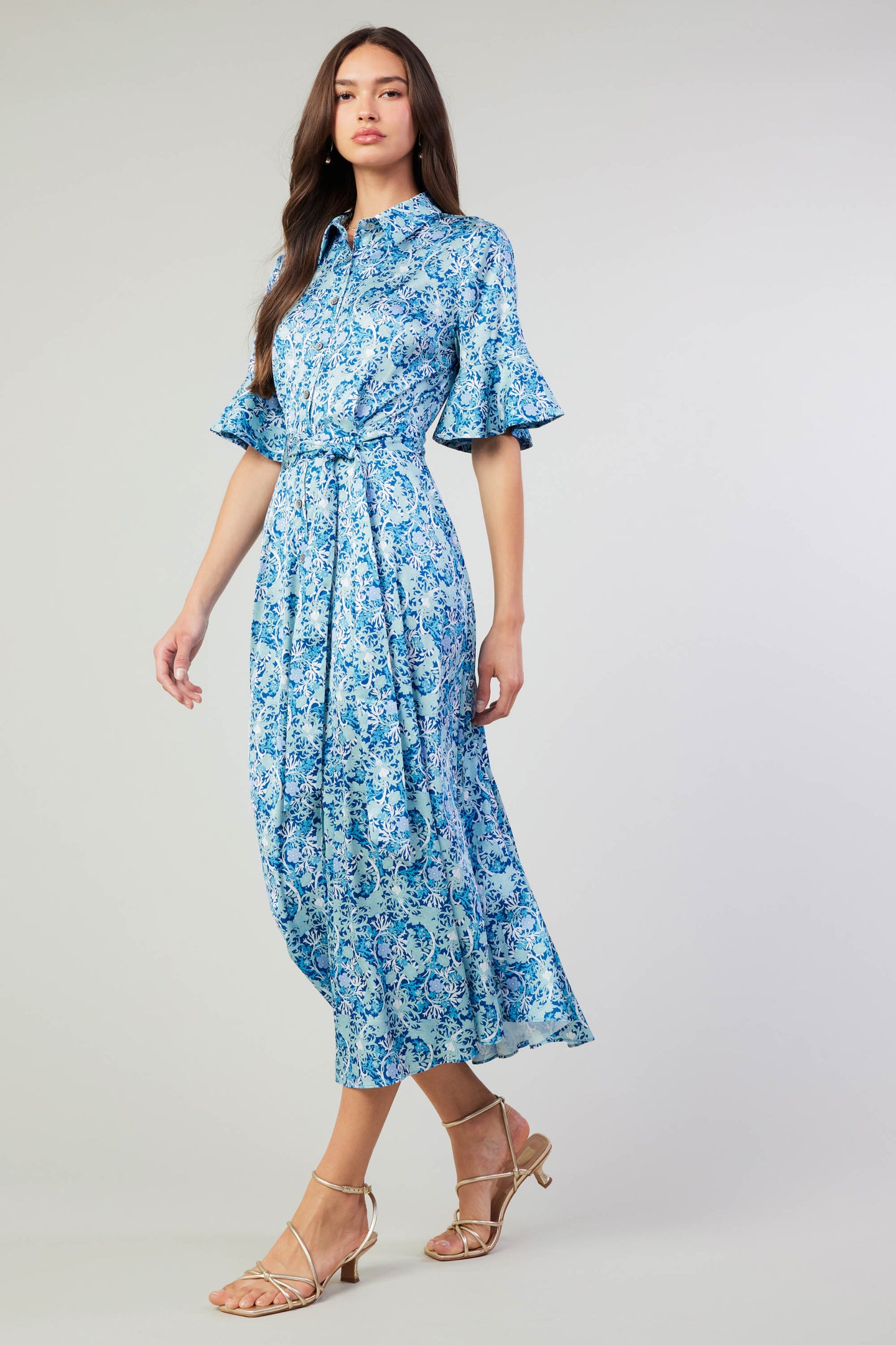 Floral Buttondown Shirt Dress