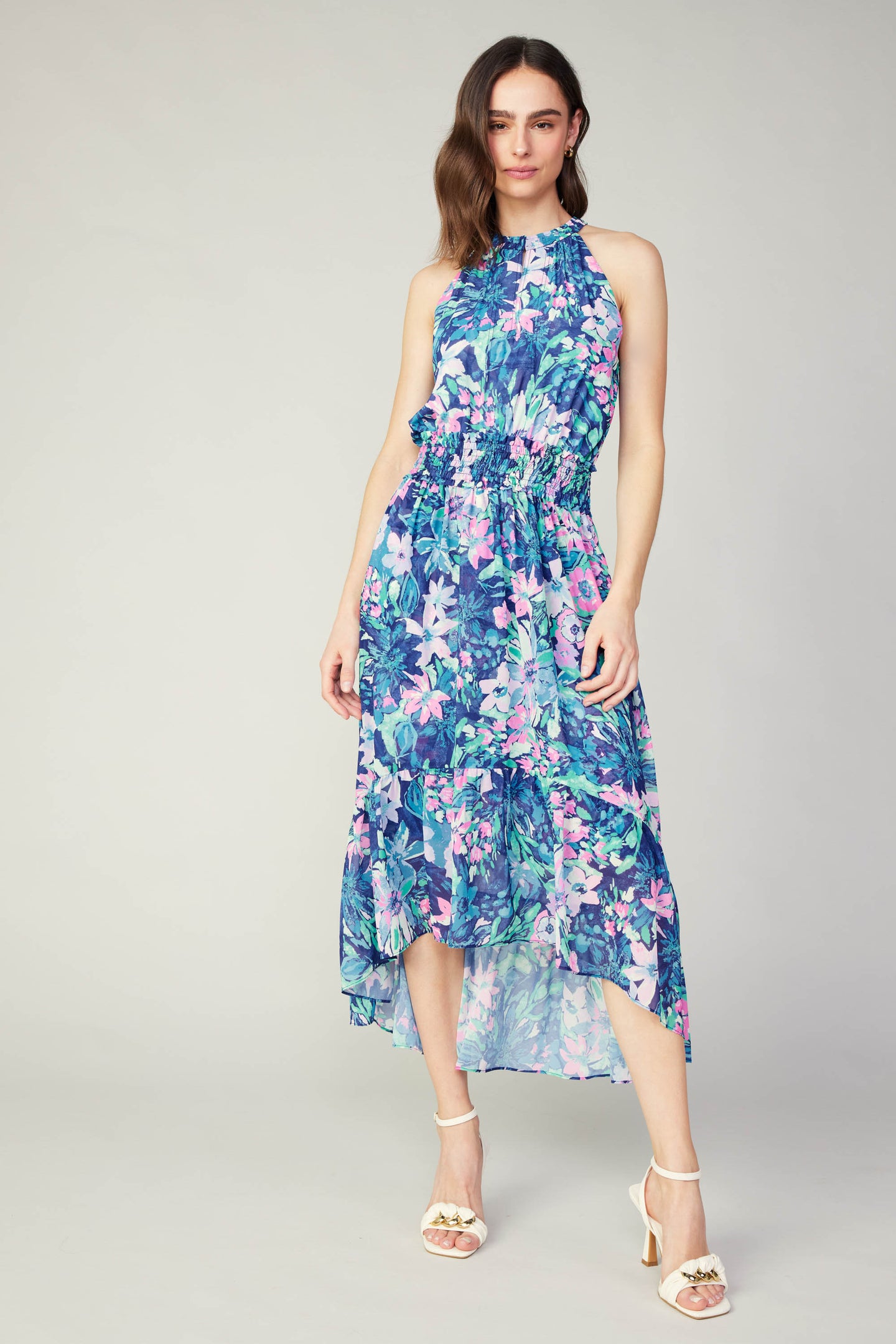 Painterly Floral Asymmetric Dress