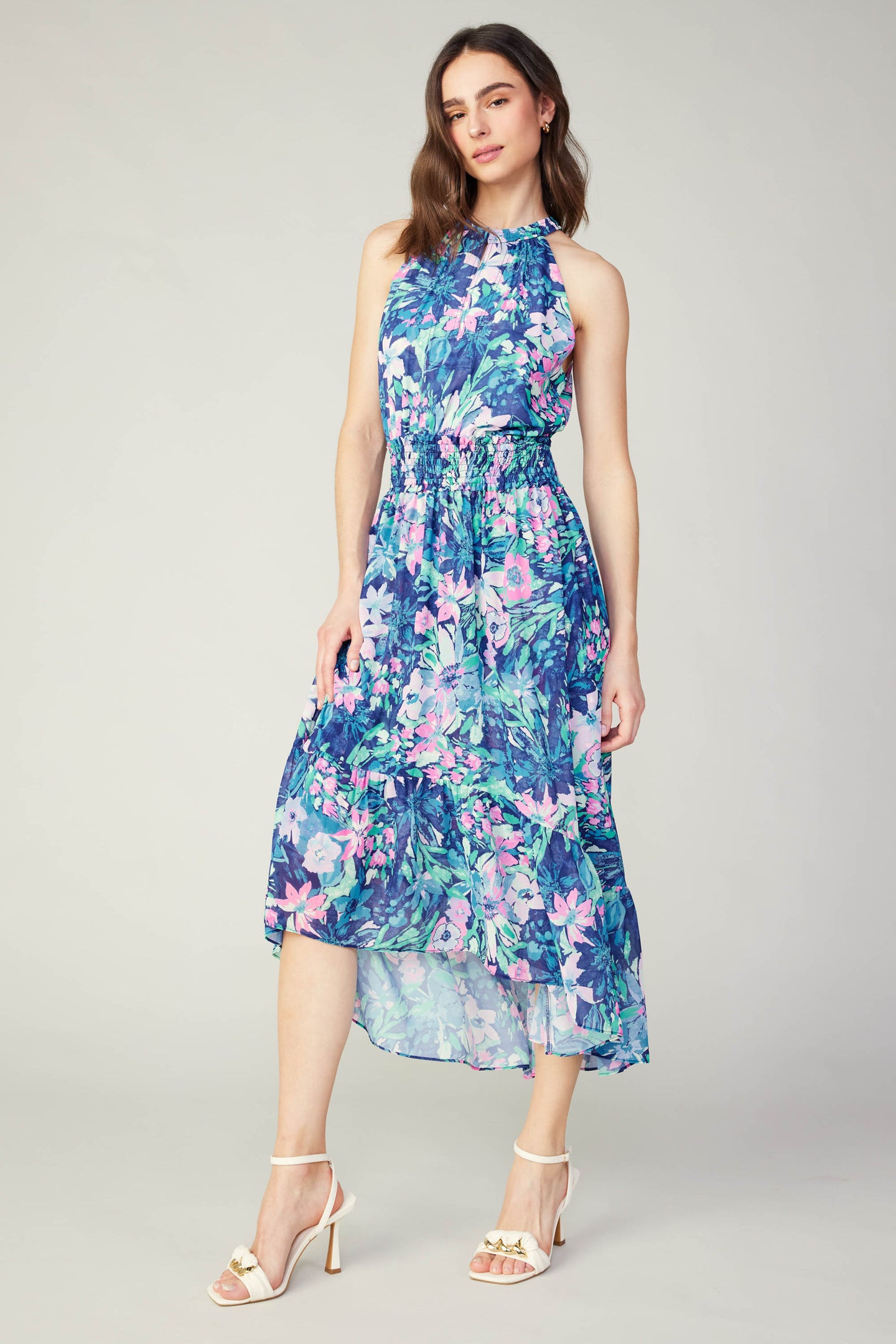 Painterly Floral Asymmetric Dress