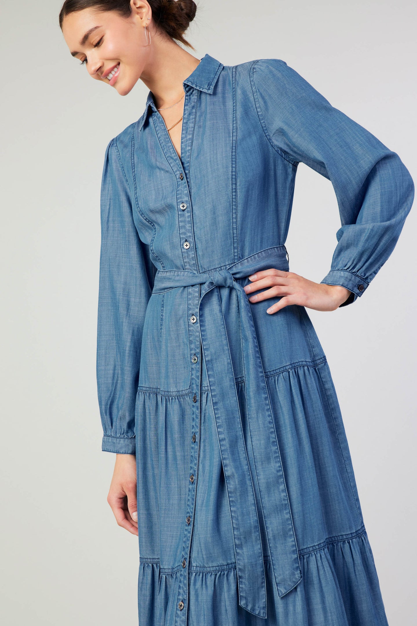 Belted Collar Shirt Dress